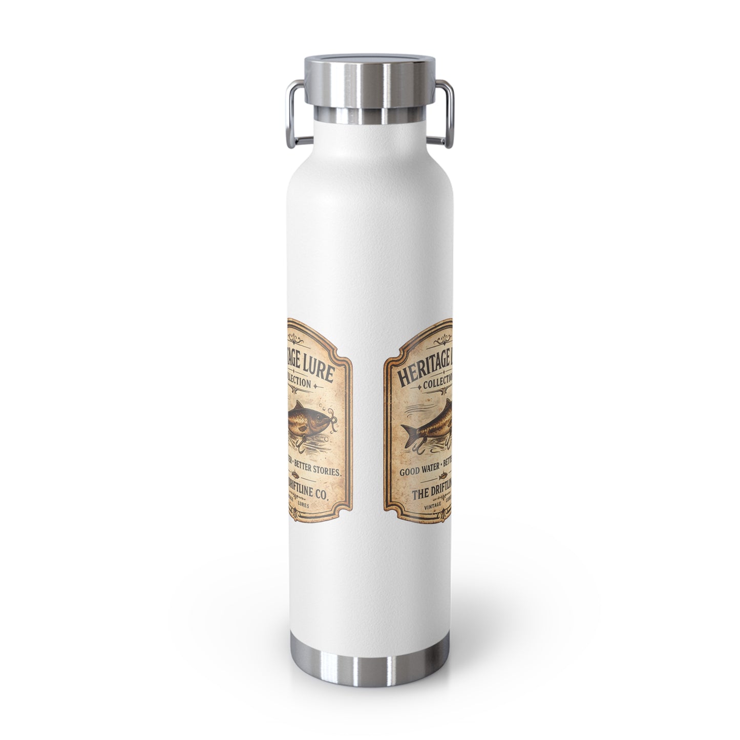 Heritage Lure Collection Black Insulated Flask | Premium Fishing Water Bottle | The Driftline Company