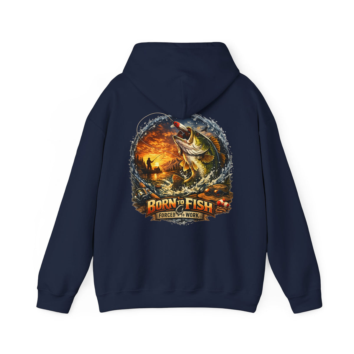 Born to Fish Forced to Work Back Print Hoodie – Fishing Hoodie
