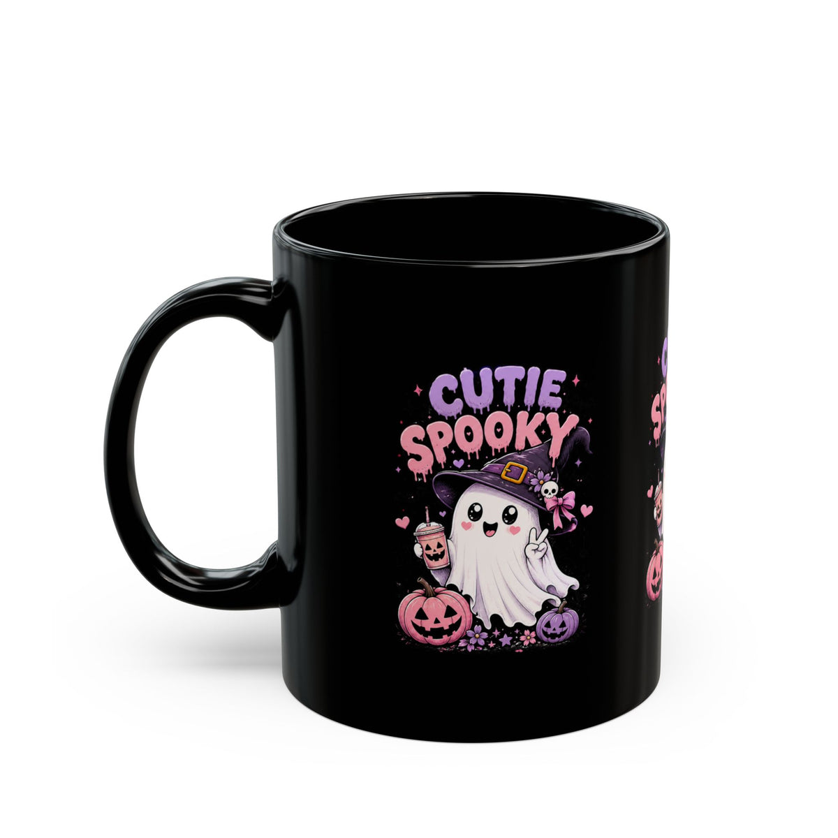 Cutie Spooky Halloween Mug – Cute Ghost Black Mug
