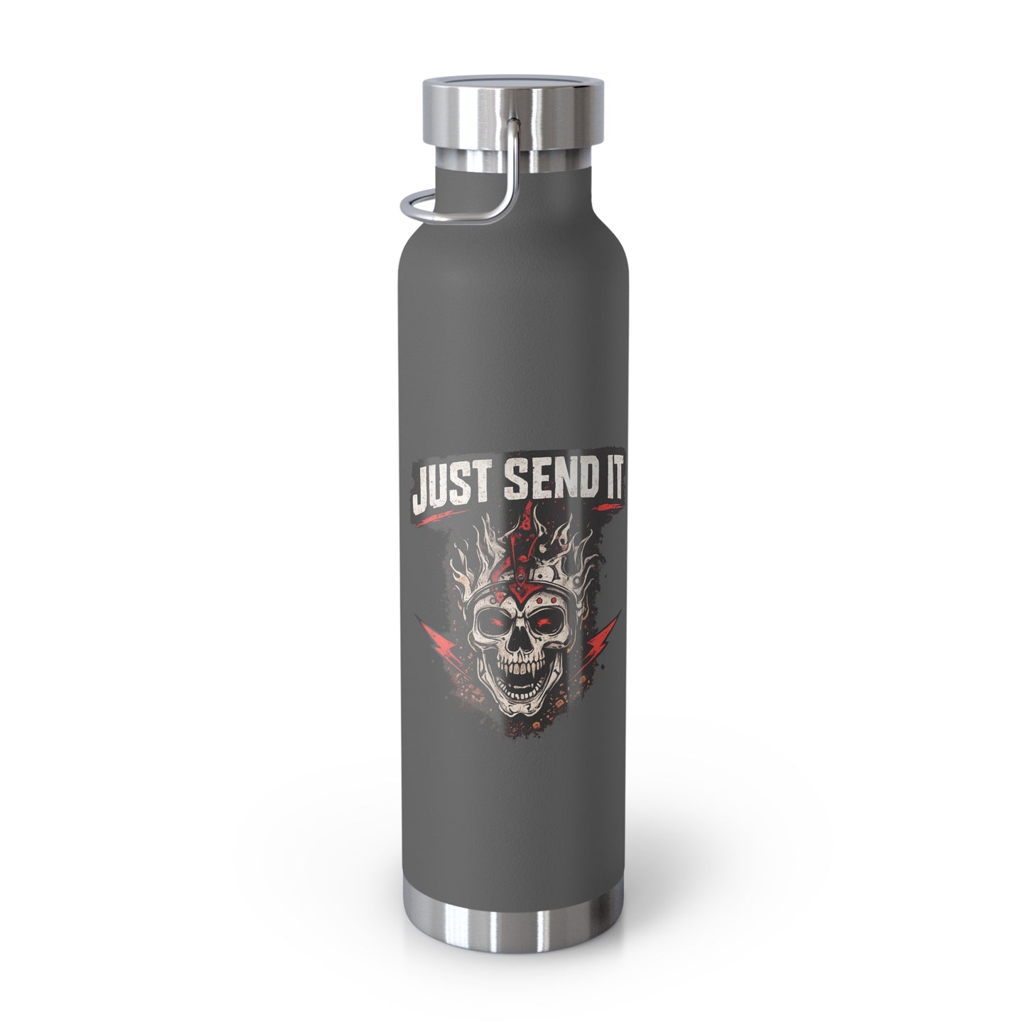 Just Send It Flask   22oz Copper-Insulated Skull & Flames Water Bottle