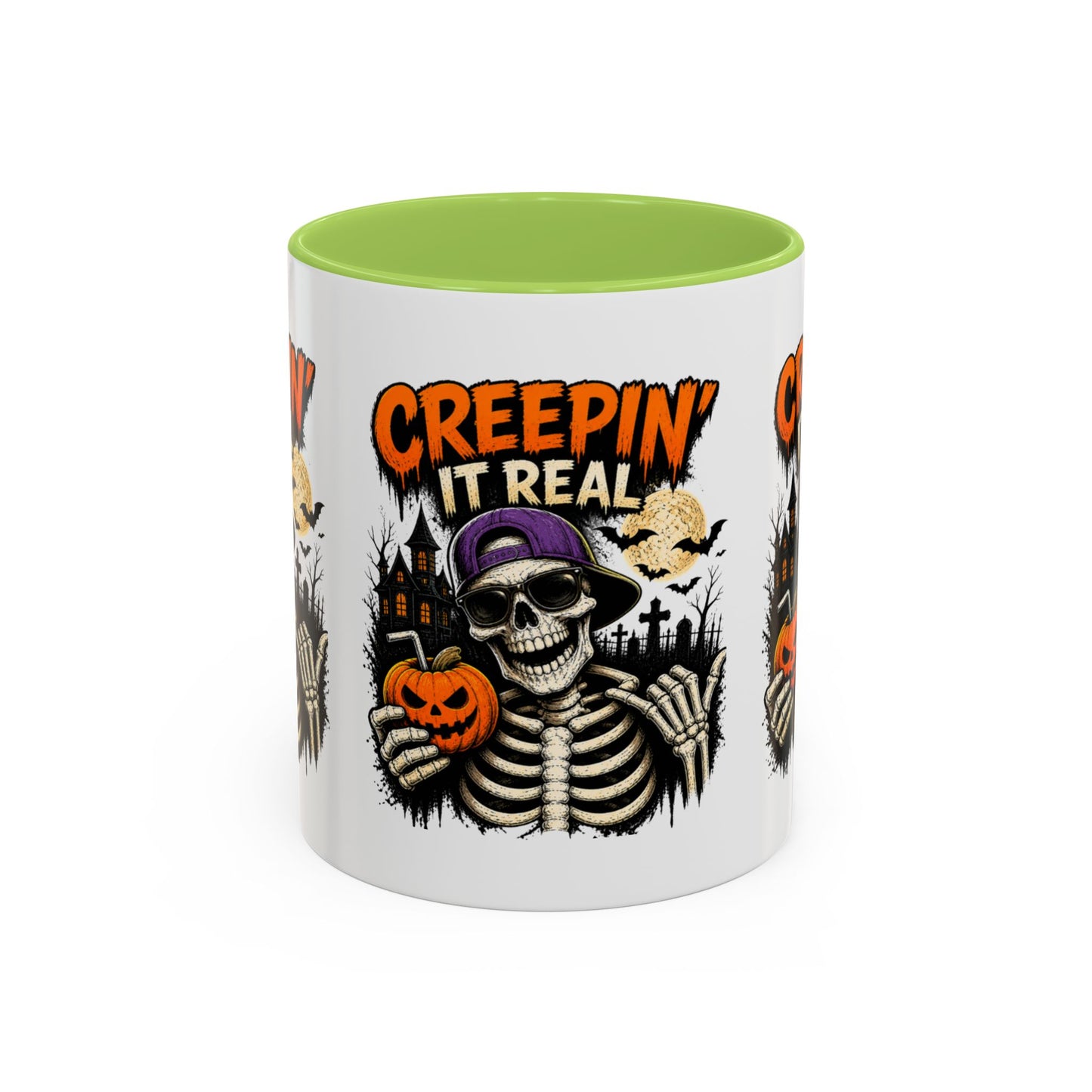 Creepin’ It Real Halloween Accent Mug – Skeleton Coffee Mug