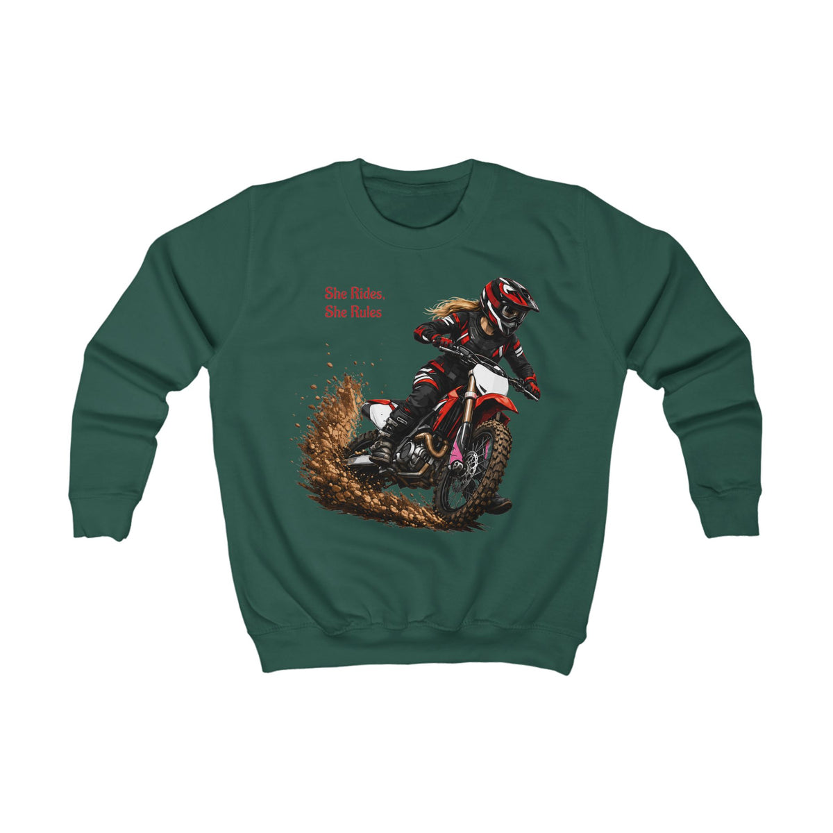 She Rides She Rules Youth Sweatshirt – Girls Motocross Jumper