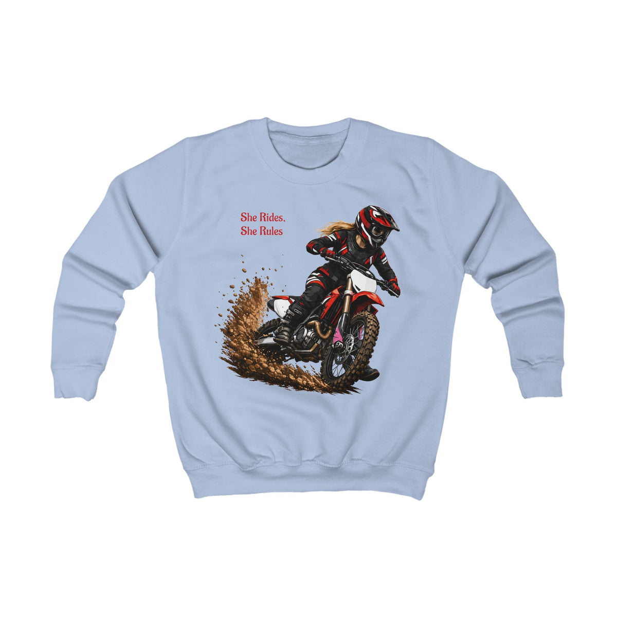 She Rides She Rules Youth Sweatshirt – Girls Motocross Jumper