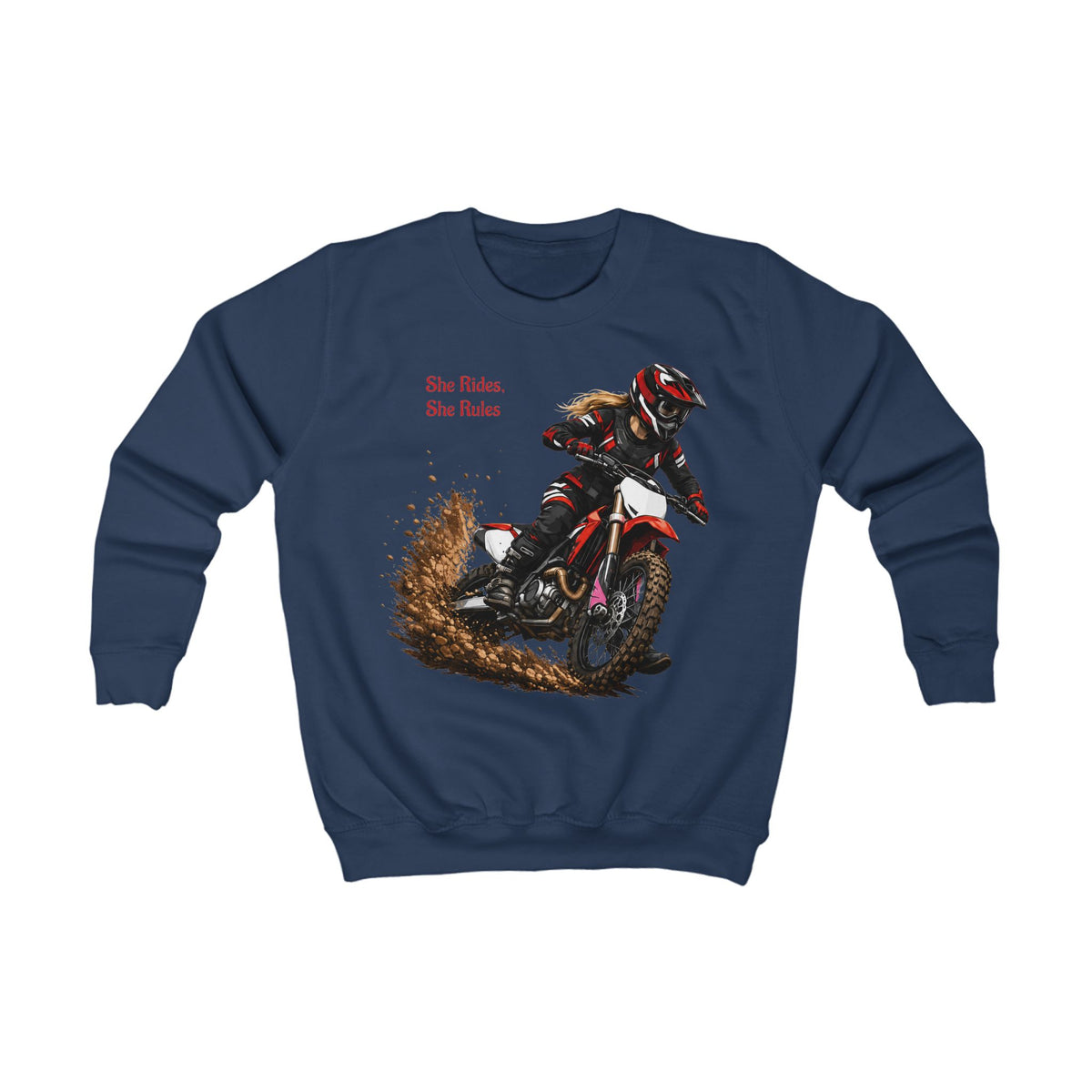 She Rides She Rules Youth Sweatshirt – Girls Motocross Jumper