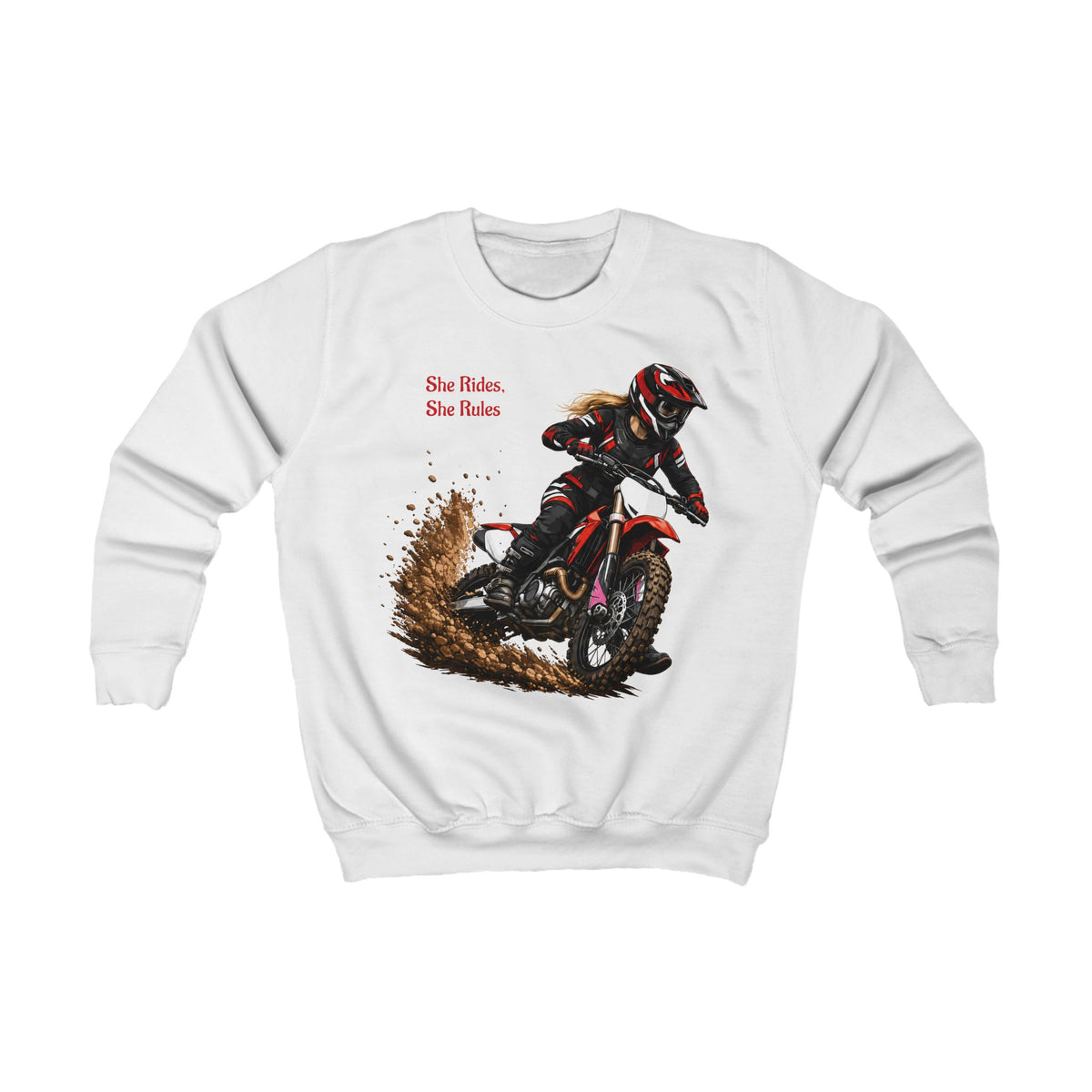 She Rides She Rules Youth Sweatshirt – Girls Motocross Jumper