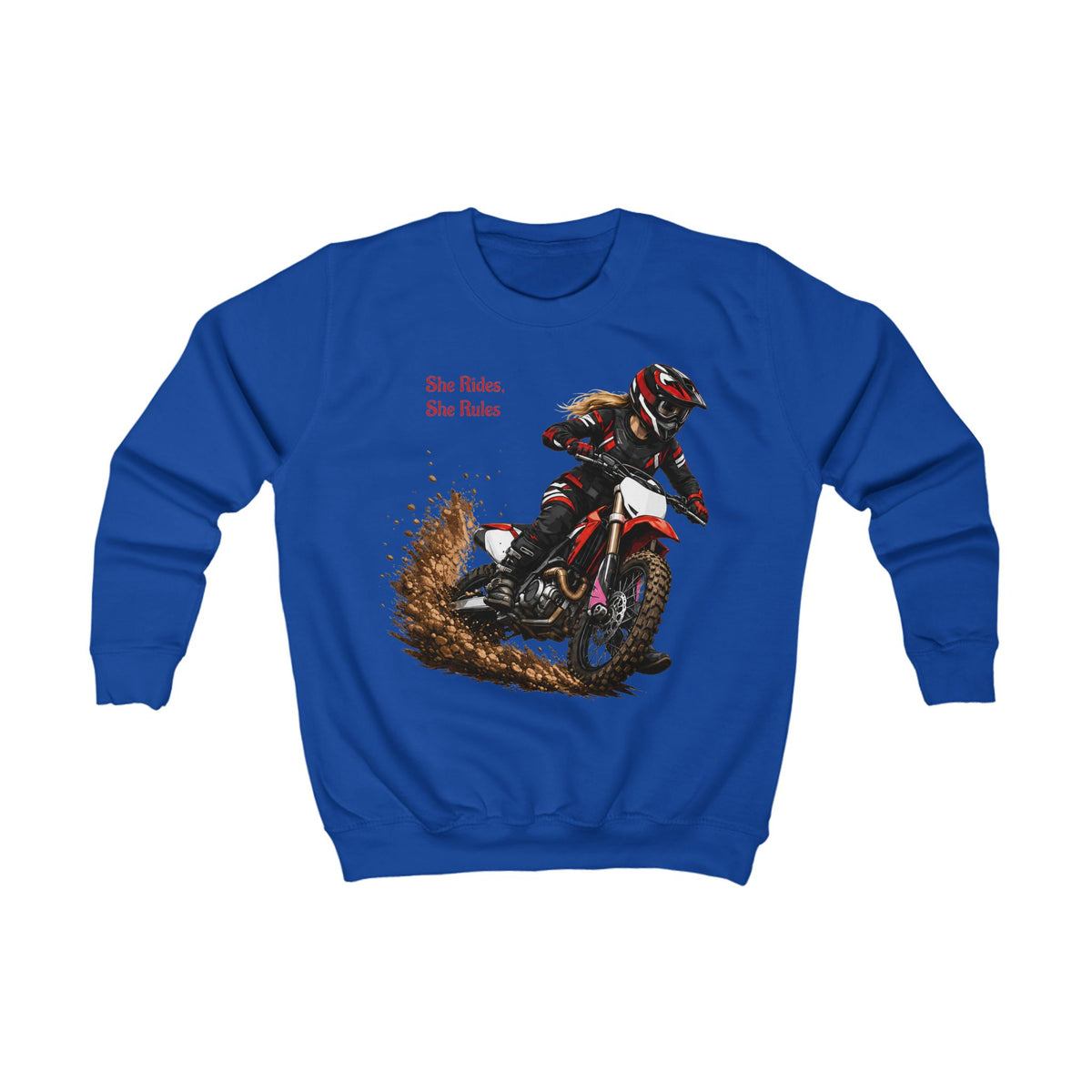 She Rides She Rules Youth Sweatshirt – Girls Motocross Jumper