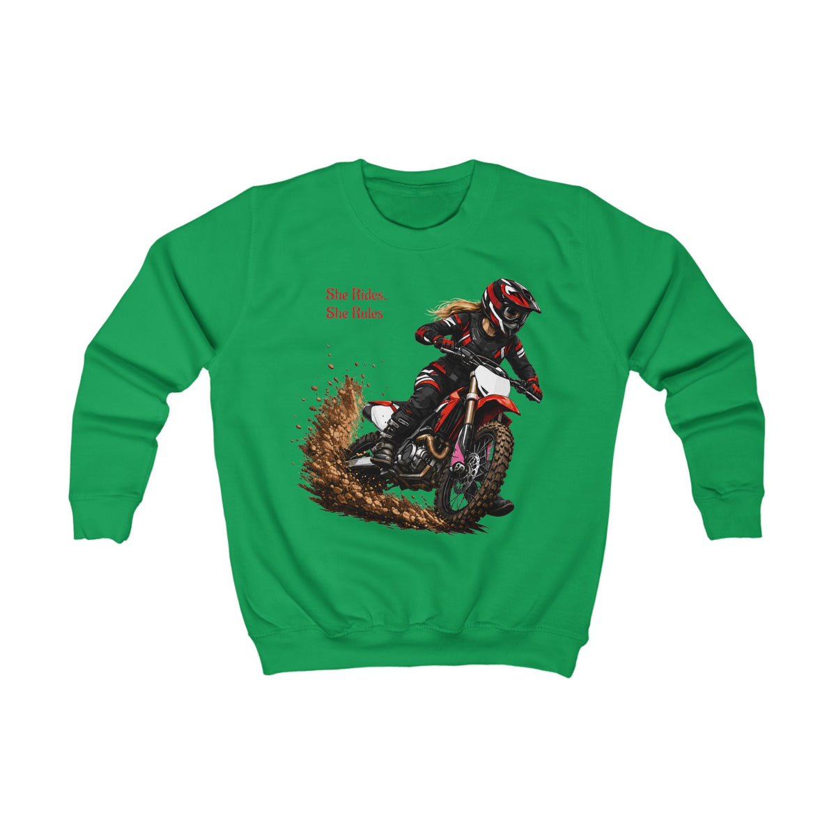 She Rides She Rules Youth Sweatshirt – Girls Motocross Jumper