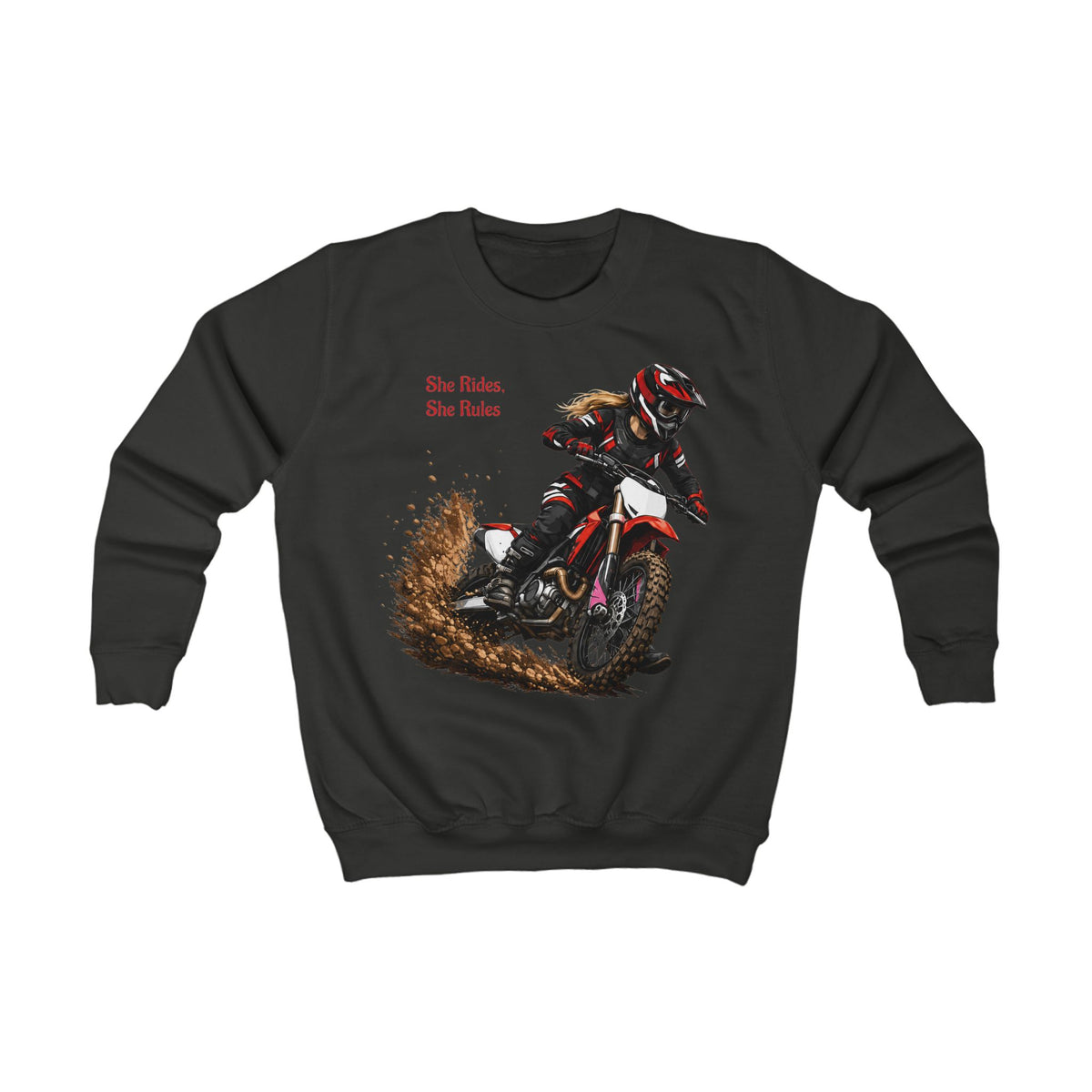 She Rides She Rules Youth Sweatshirt – Girls Motocross Jumper