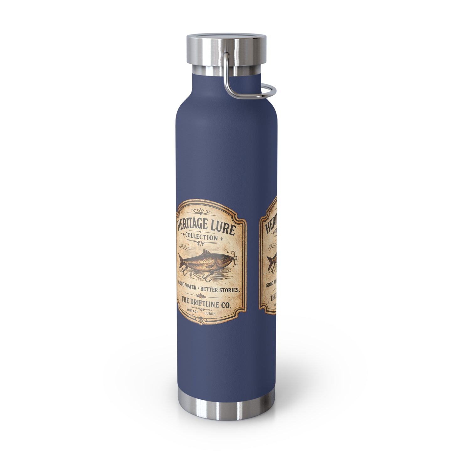 Heritage Lure Collection Black Insulated Flask | Premium Fishing Water Bottle | The Driftline Company