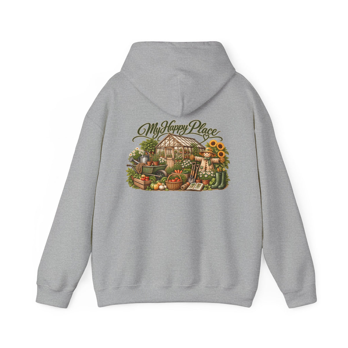 My Happy Place Greenhouse – Back Print Hoodie