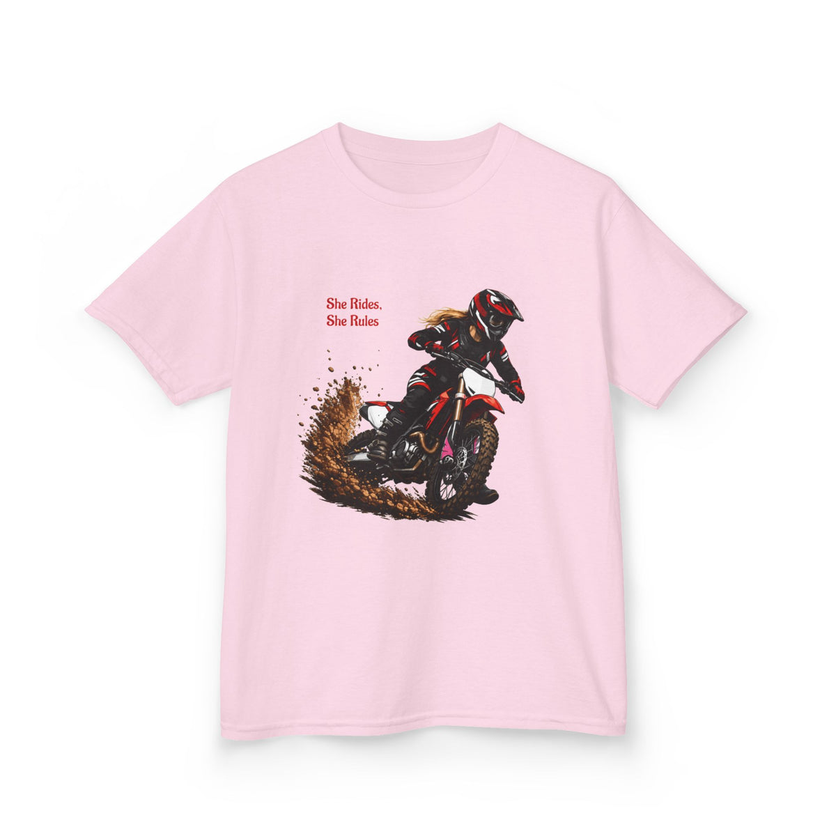 She Rides She Rules Youth T-Shirt – Girls Motocross Tee