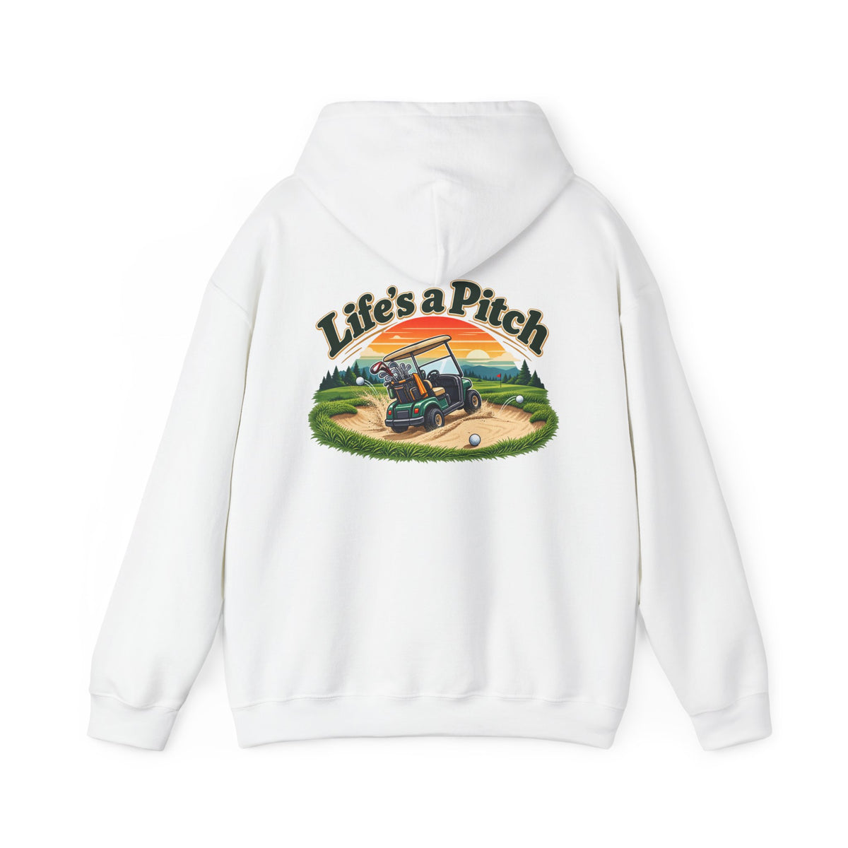 Life’s a Pitch Golf Hoodie – Golfer Back Print Hoodie