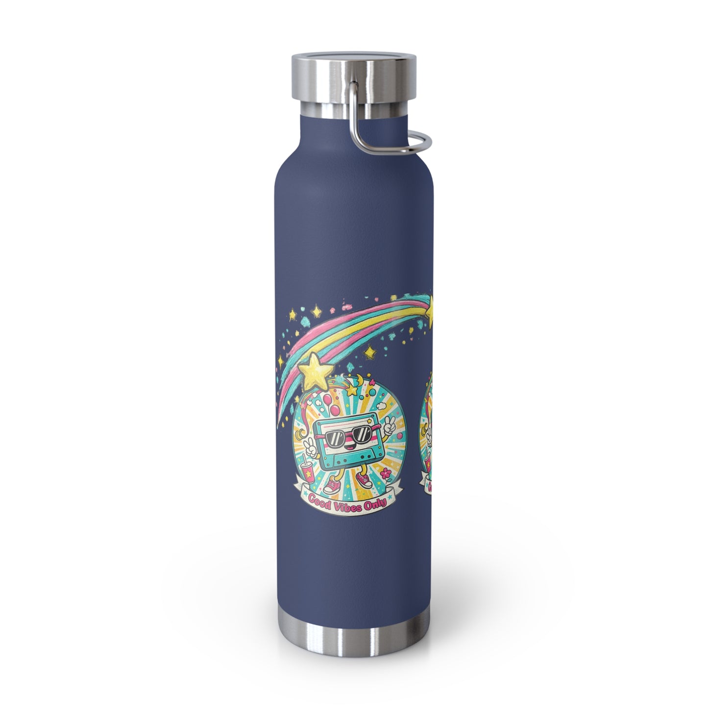 Retro Good Vibes Only Insulated Flask | Colourful Retro Travel Bottle | Stainless Steel Drinks Bottle | 80s & 90s Inspired
