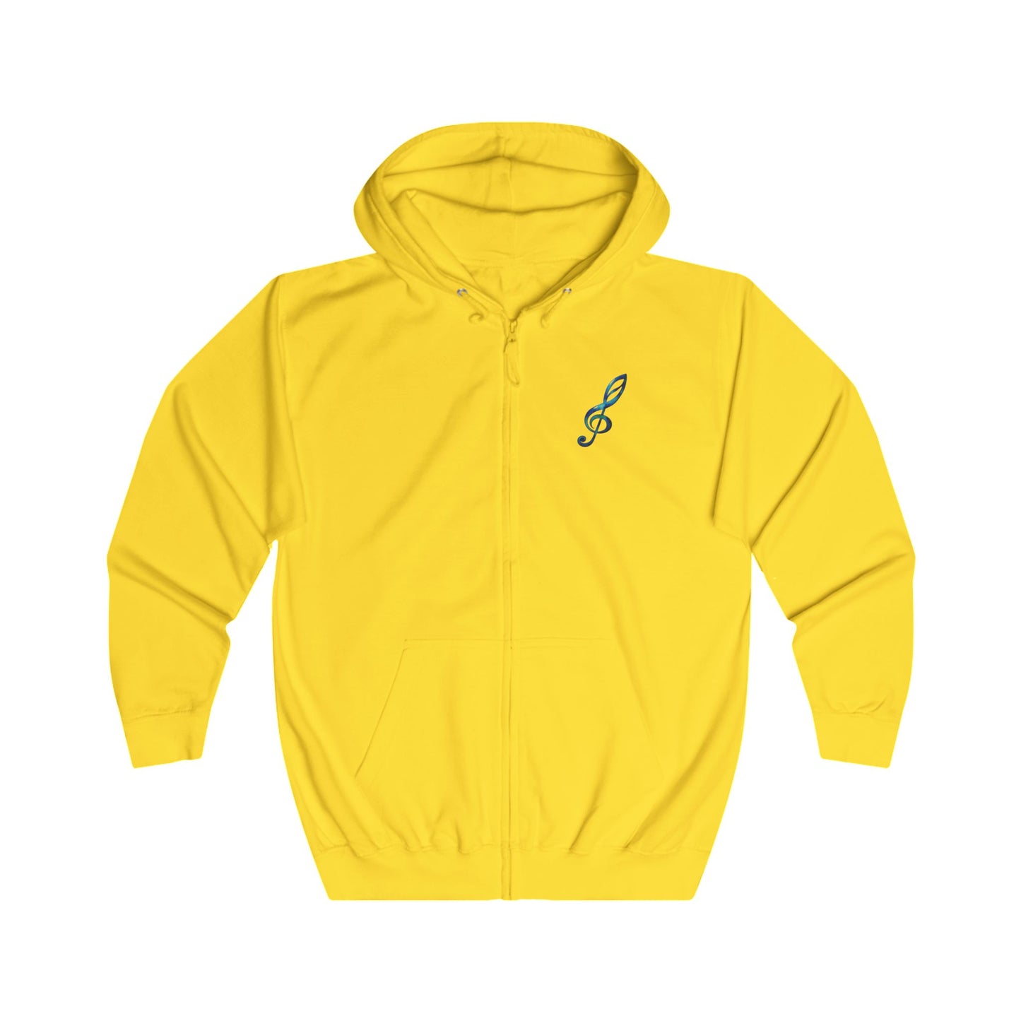 Sweat à capuche zippé Notes de musique clé de sol – Motif unique sur la poitrine et dans le dos