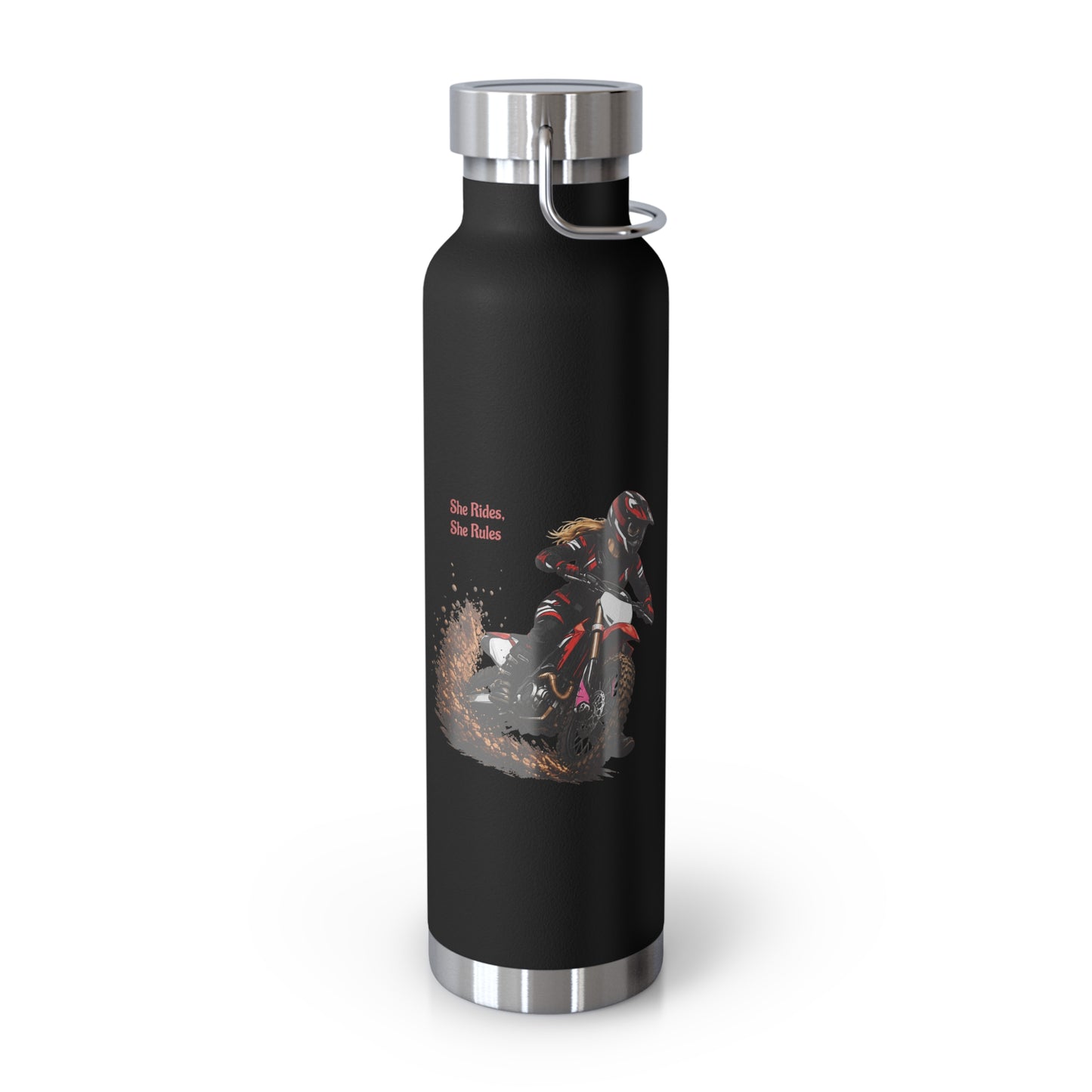 She Rides She Rules Motocross Insulated Flask