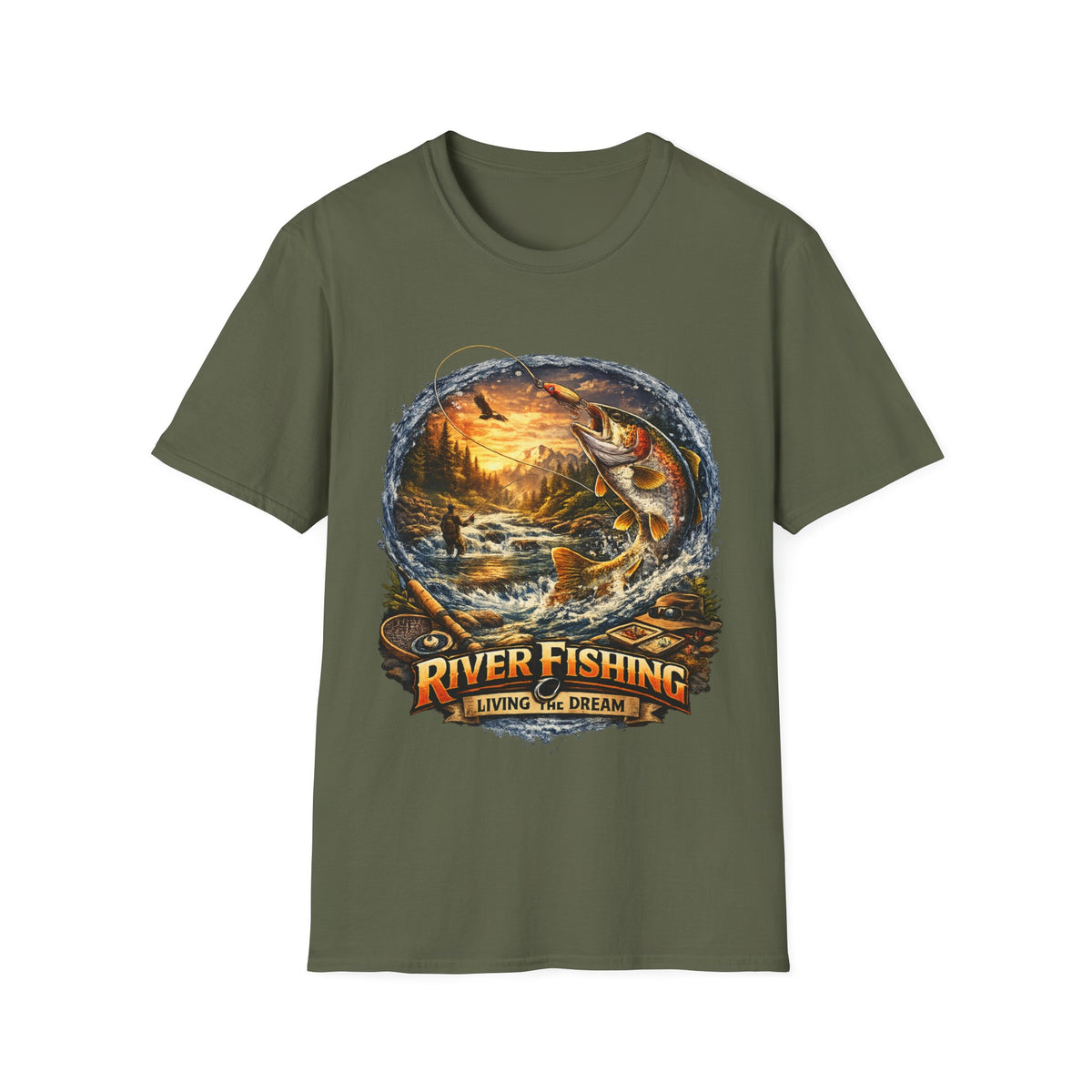 River Fishing Living the Dream T-Shirt – Angler Fishing Tee