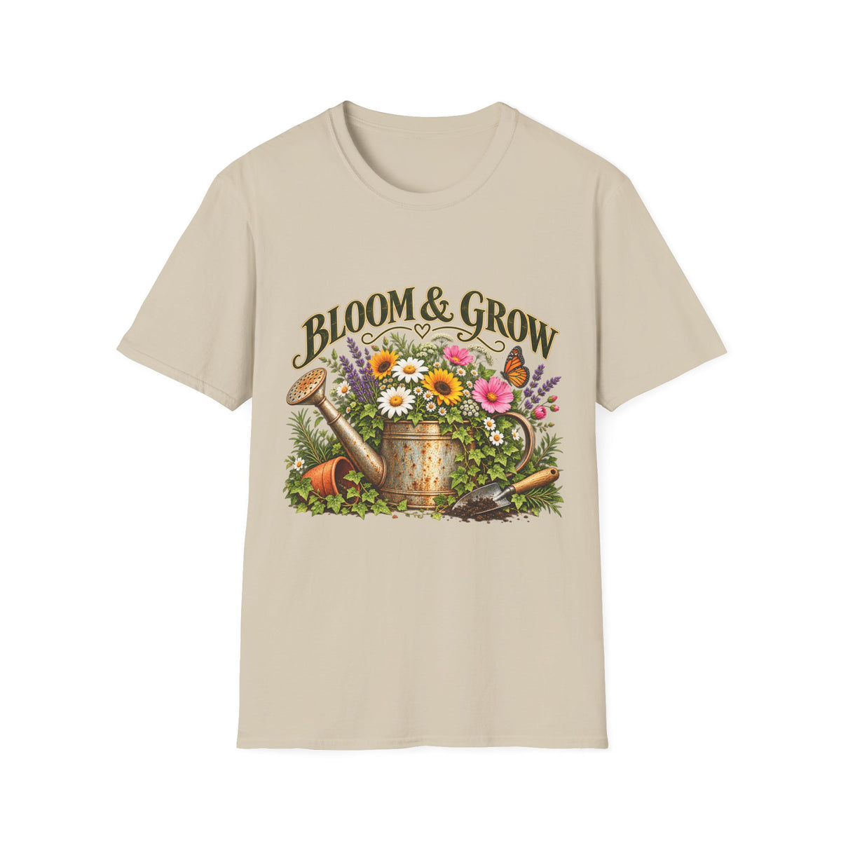 Bloom & Grow Vintage Garden – Front Print T-Shirt