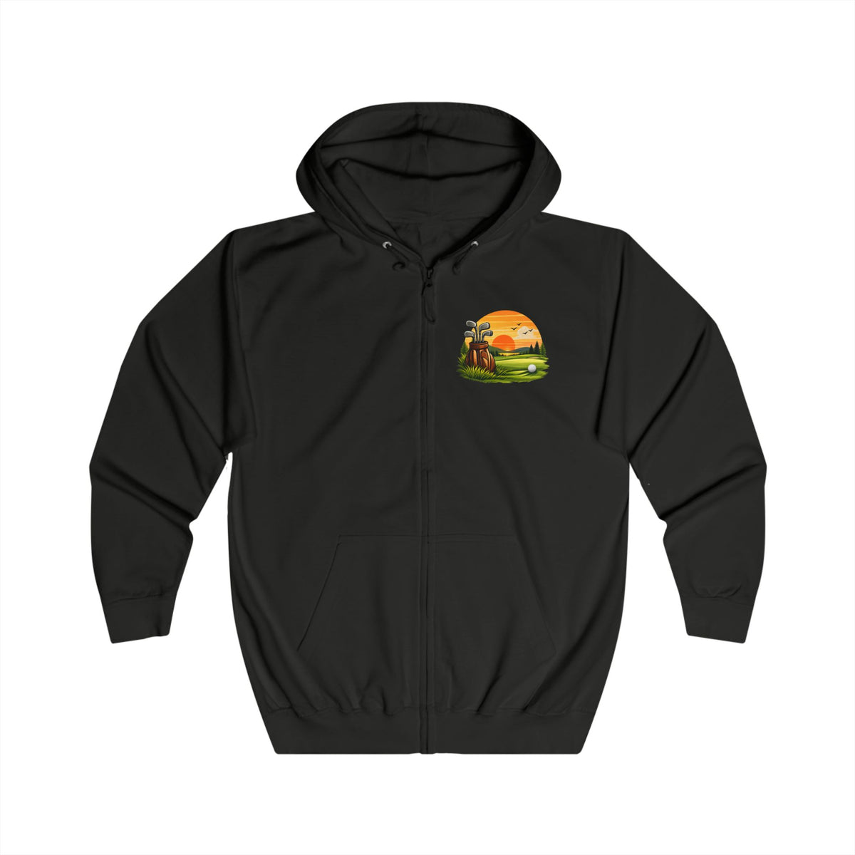 Kapuzenpullover mit Vintage Golf-Sonnenuntergang-Grafik