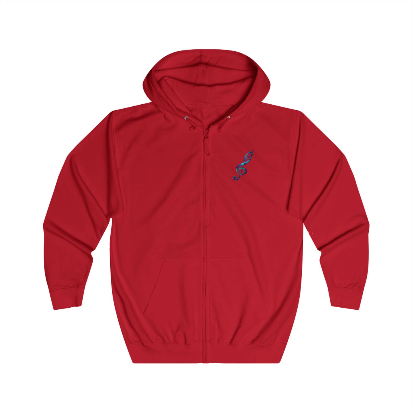 Sweat à capuche zippé Notes de musique clé de sol – Motif unique sur la poitrine et dans le dos