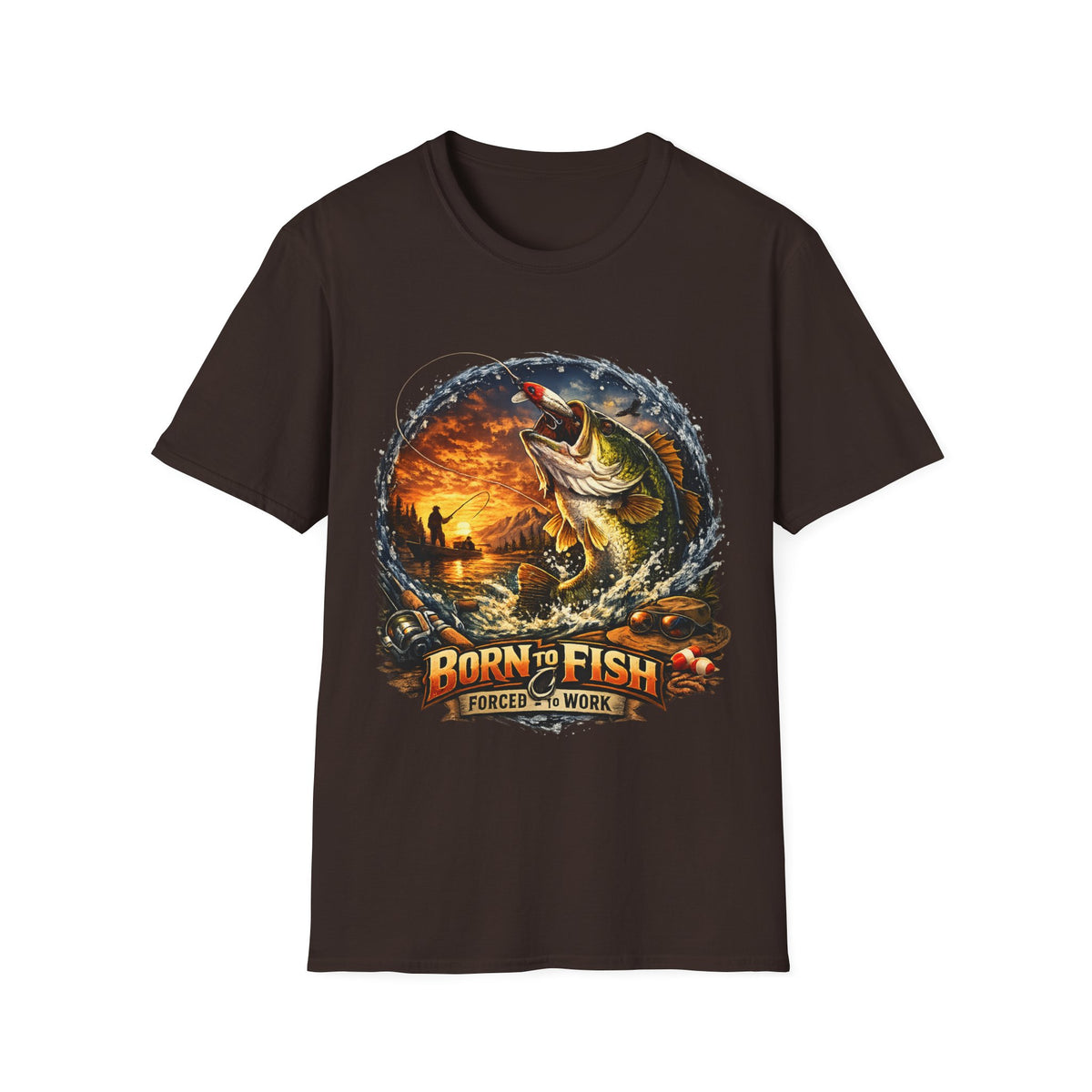 Born to Fish Forced to Work T-Shirt – Fishing Graphic Tee