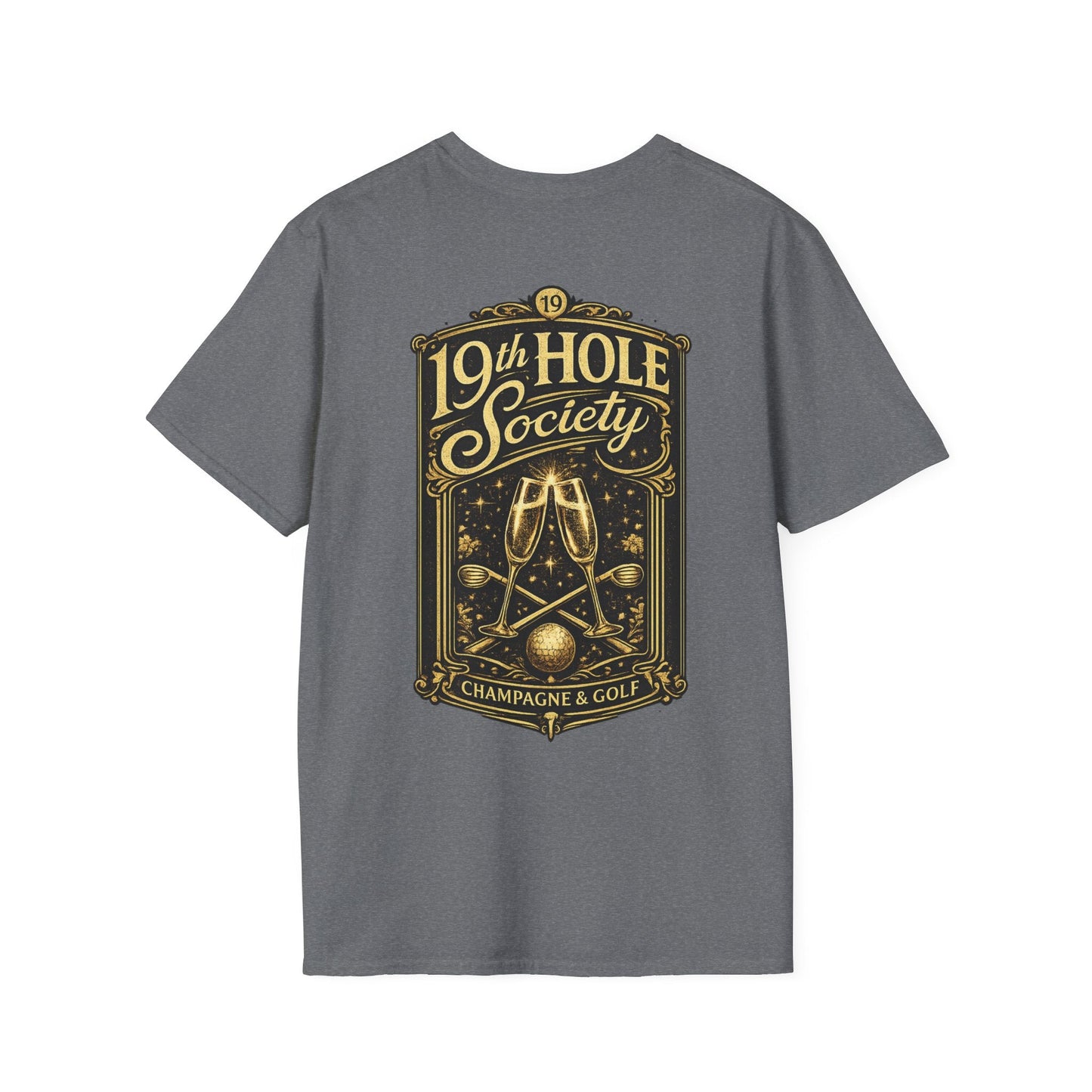 19th Hole Society Champagne and Golf T-Shirt - SJM Print Store