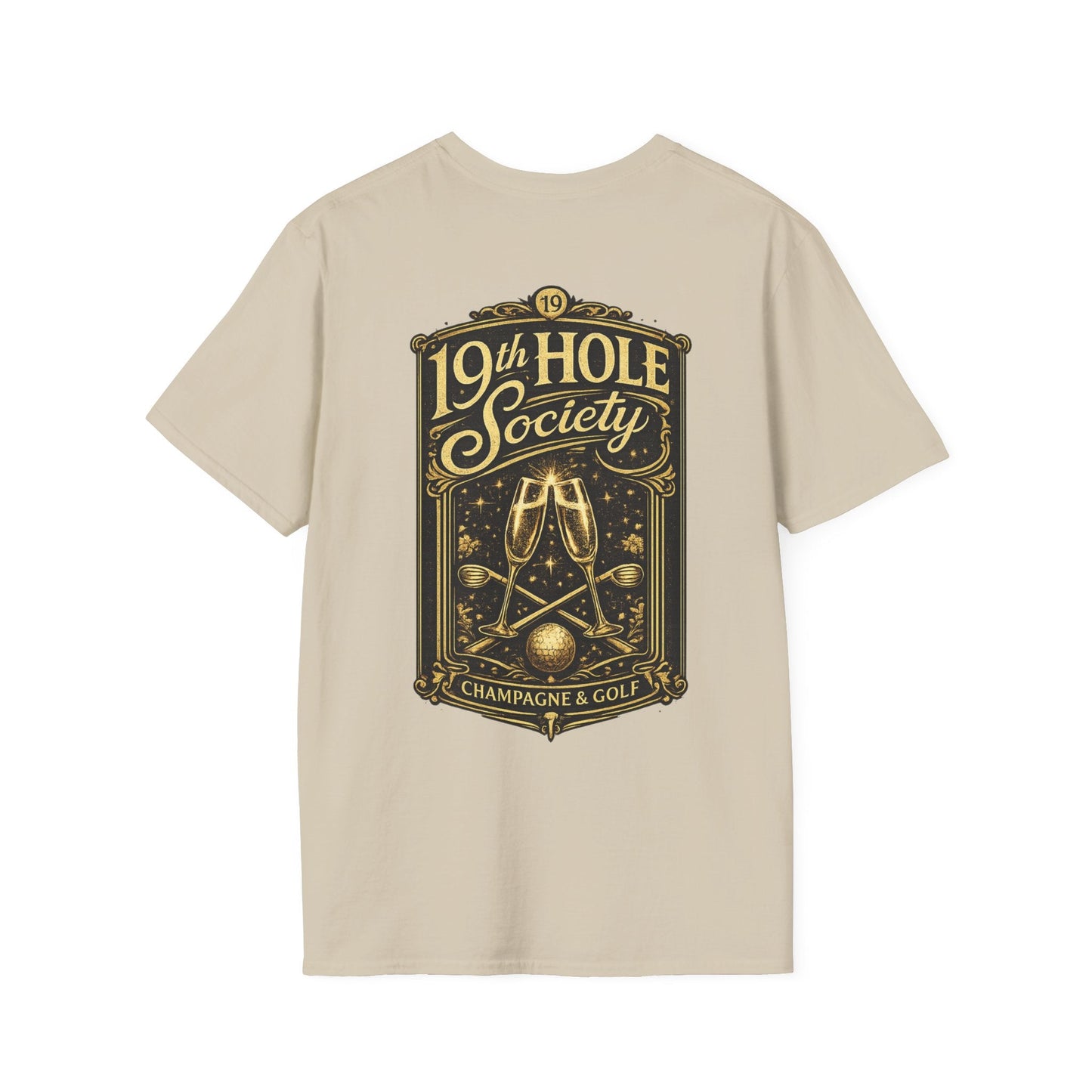 19th Hole Society Champagne and Golf T-Shirt - SJM Print Store