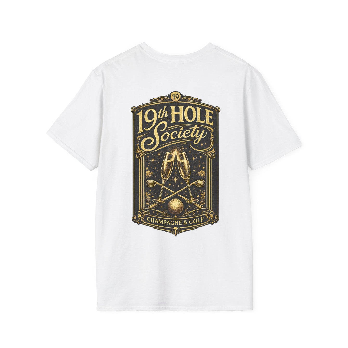 19th Hole Society Champagne and Golf T-Shirt - SJM Print Store