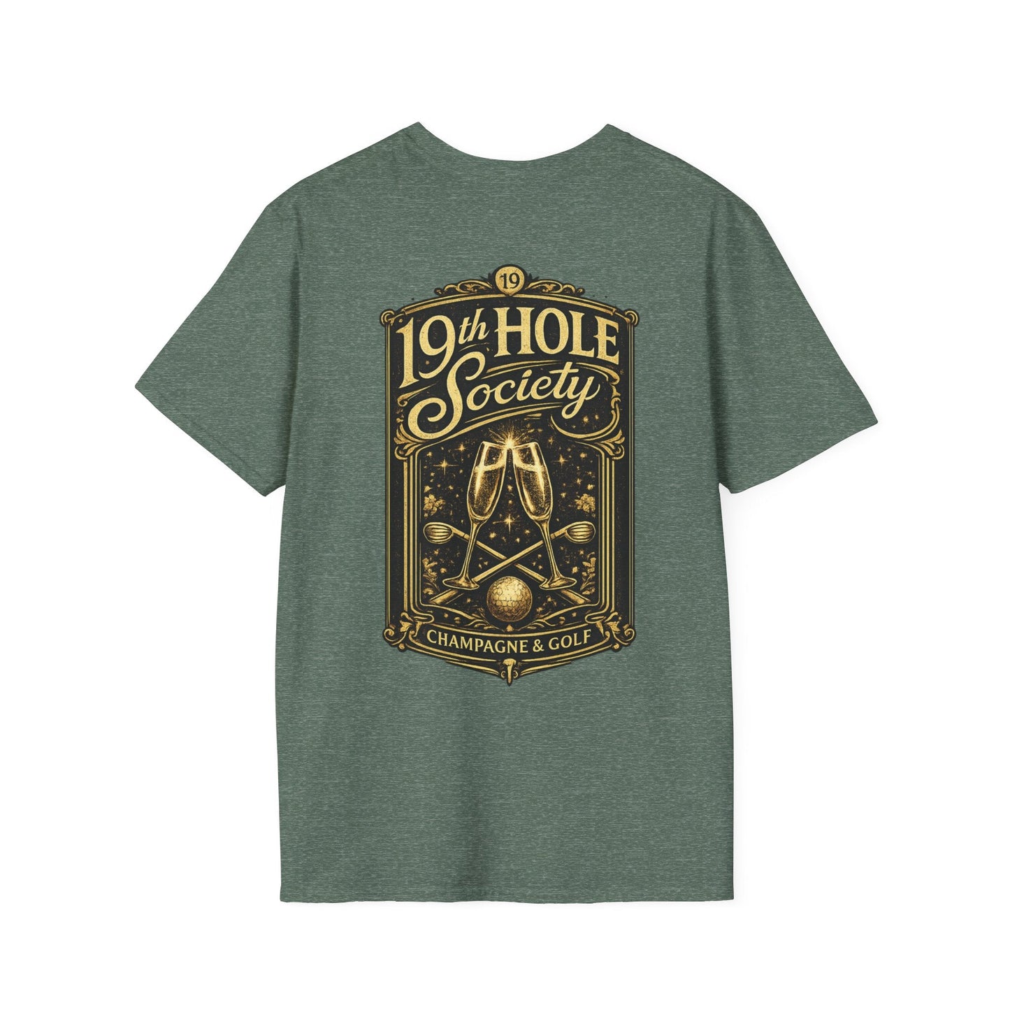 19th Hole Society Champagne and Golf T-Shirt - SJM Print Store