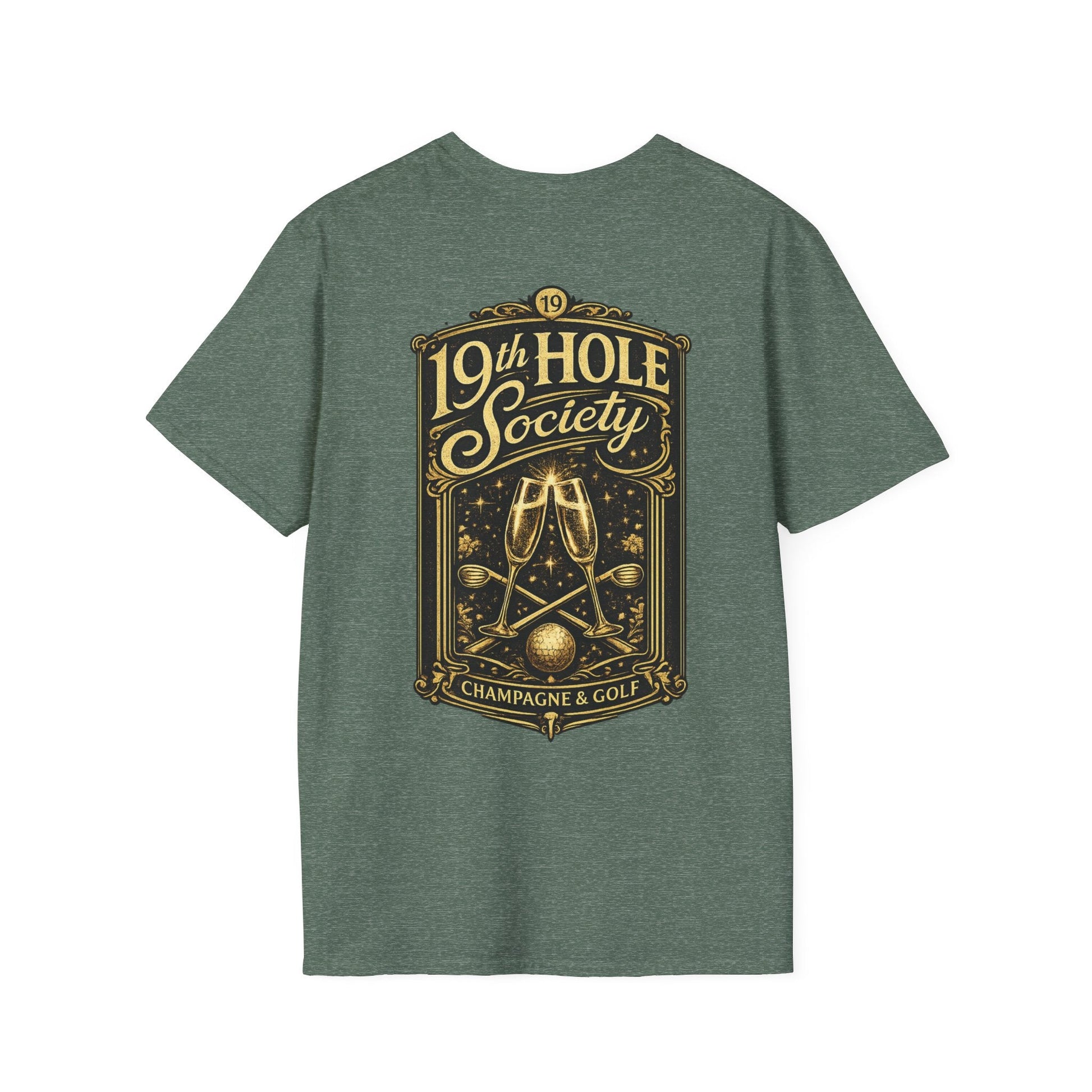 19th Hole Society Champagne and Golf T-Shirt - SJM Print Store
