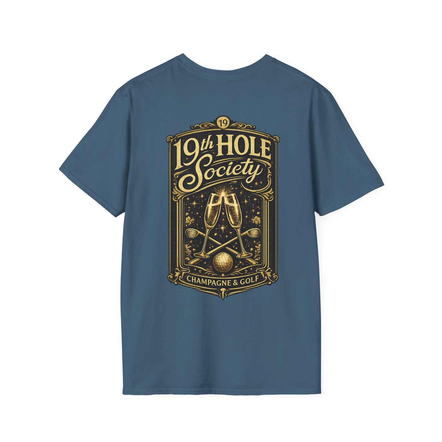 19th Hole Society Champagne and Golf T-Shirt - SJM Print Store
