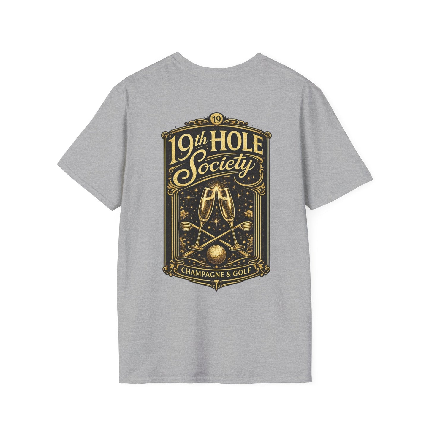 19th Hole Society Champagne and Golf T-Shirt - SJM Print Store
