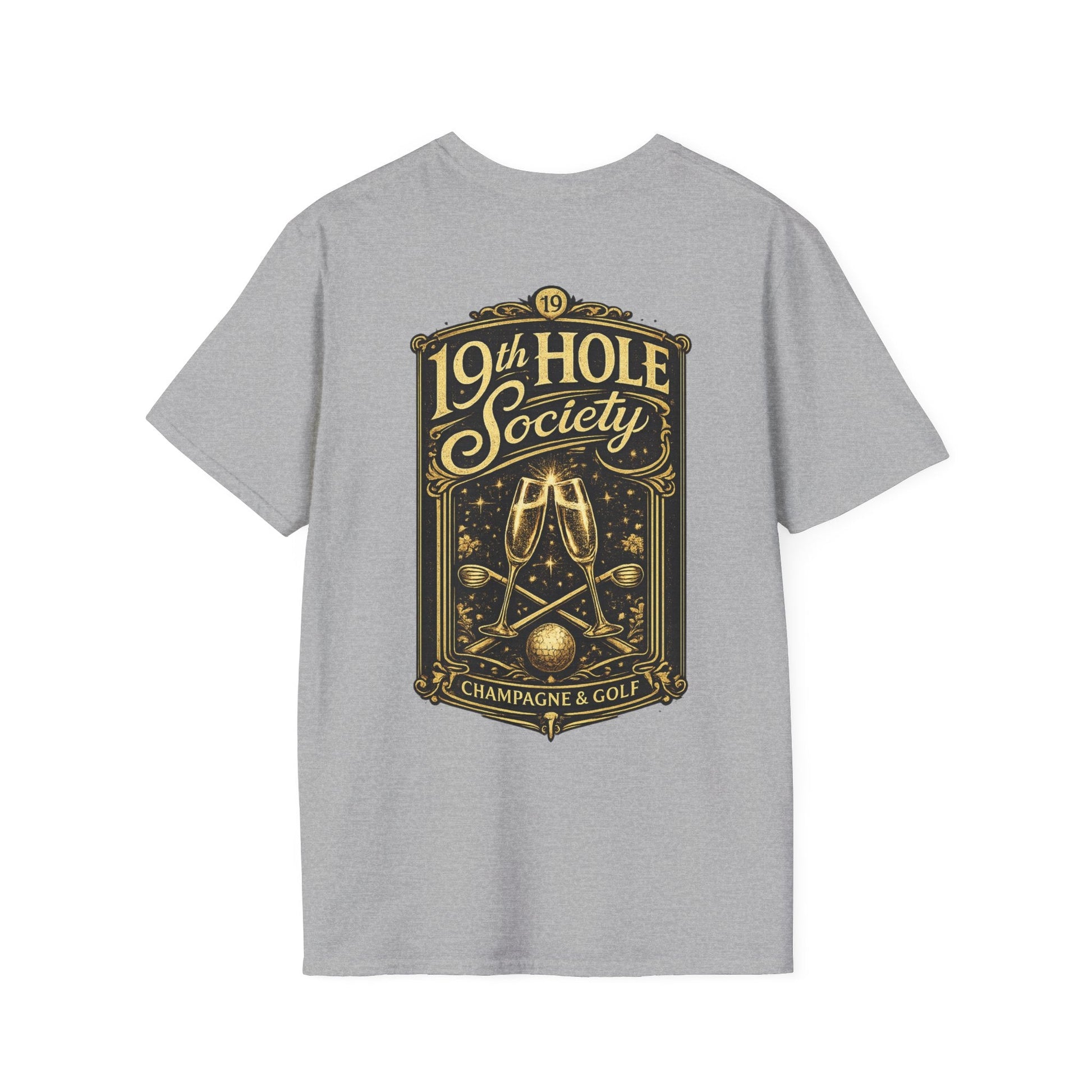 19th Hole Society Champagne and Golf T-Shirt - SJM Print Store