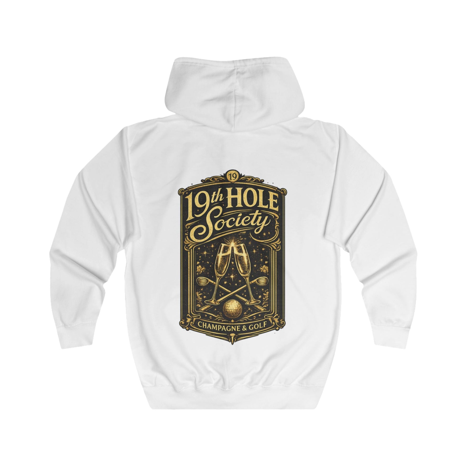 19th Hole Society Champagne and Golf Zip Hoodie - SJM Print Store