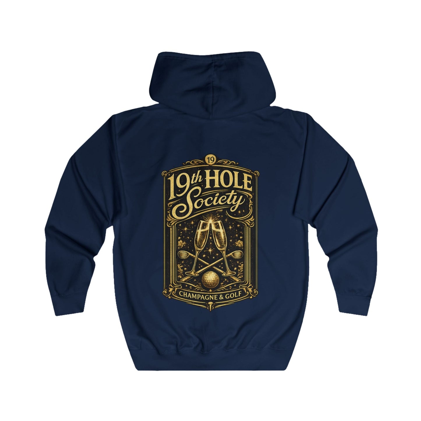 19th Hole Society Champagne and Golf Zip Hoodie - SJM Print Store