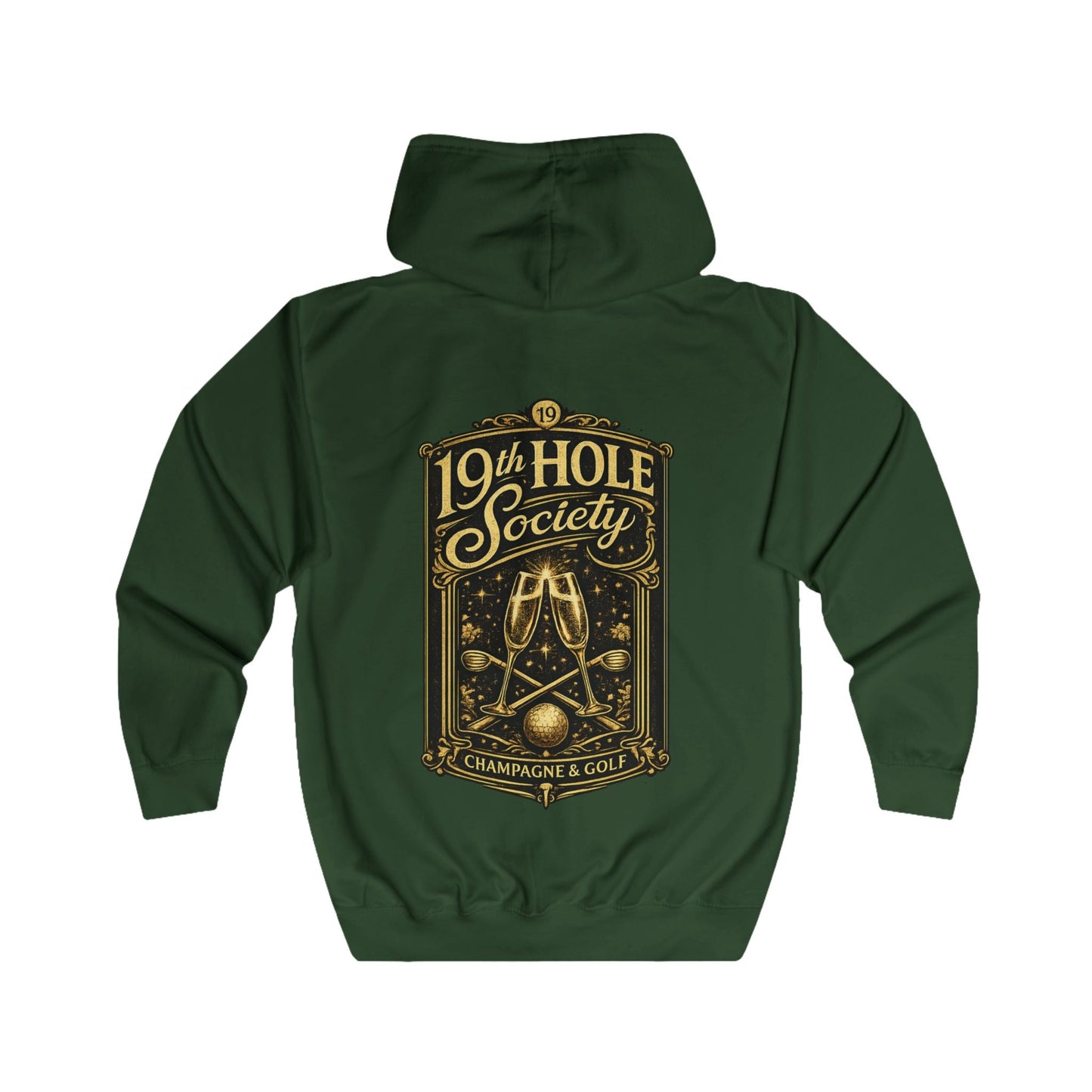 19th Hole Society Champagne and Golf Zip Hoodie - SJM Print Store