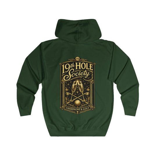 19th Hole Society Champagne and Golf Zip Hoodie - SJM Print Store