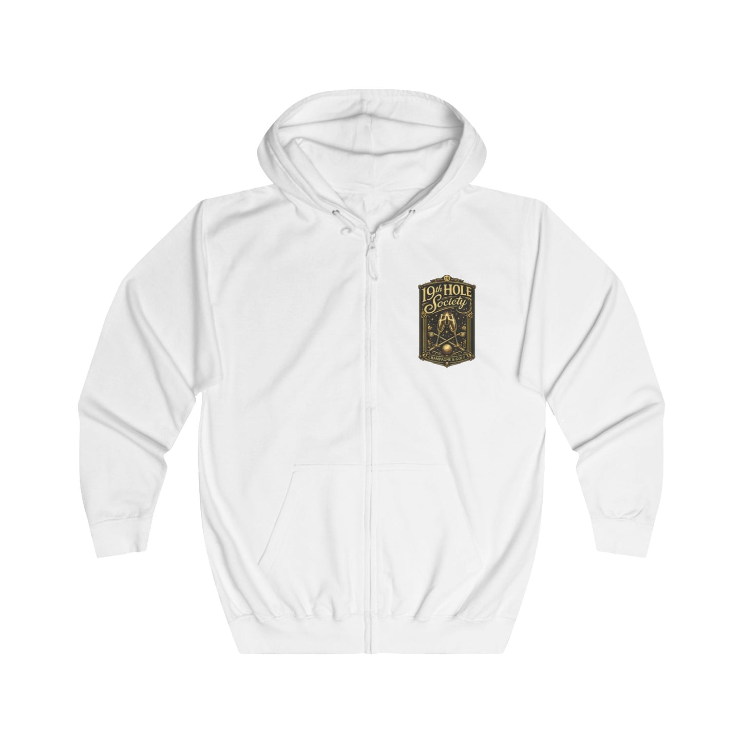 19th Hole Society Champagne and Golf Zip Hoodie - SJM Print Store
