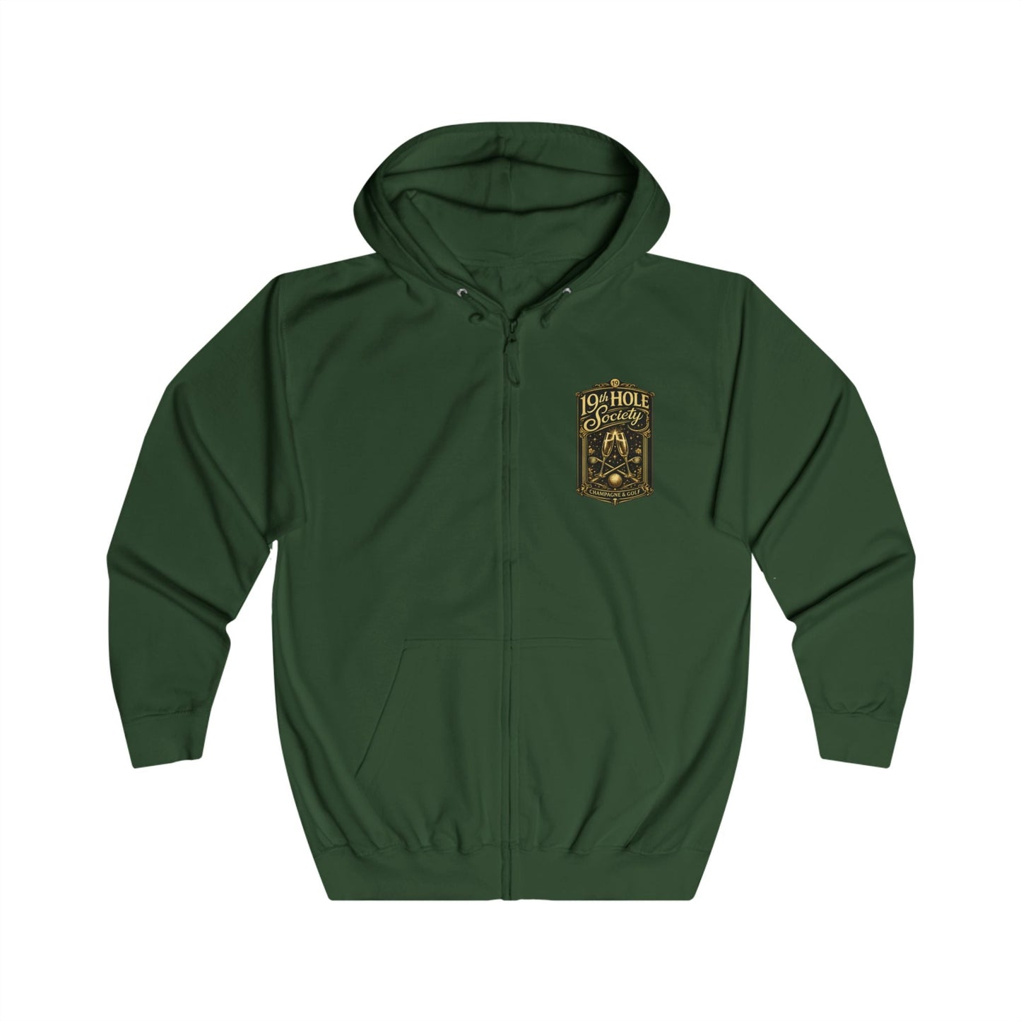 19th Hole Society Champagne and Golf Zip Hoodie - SJM Print Store
