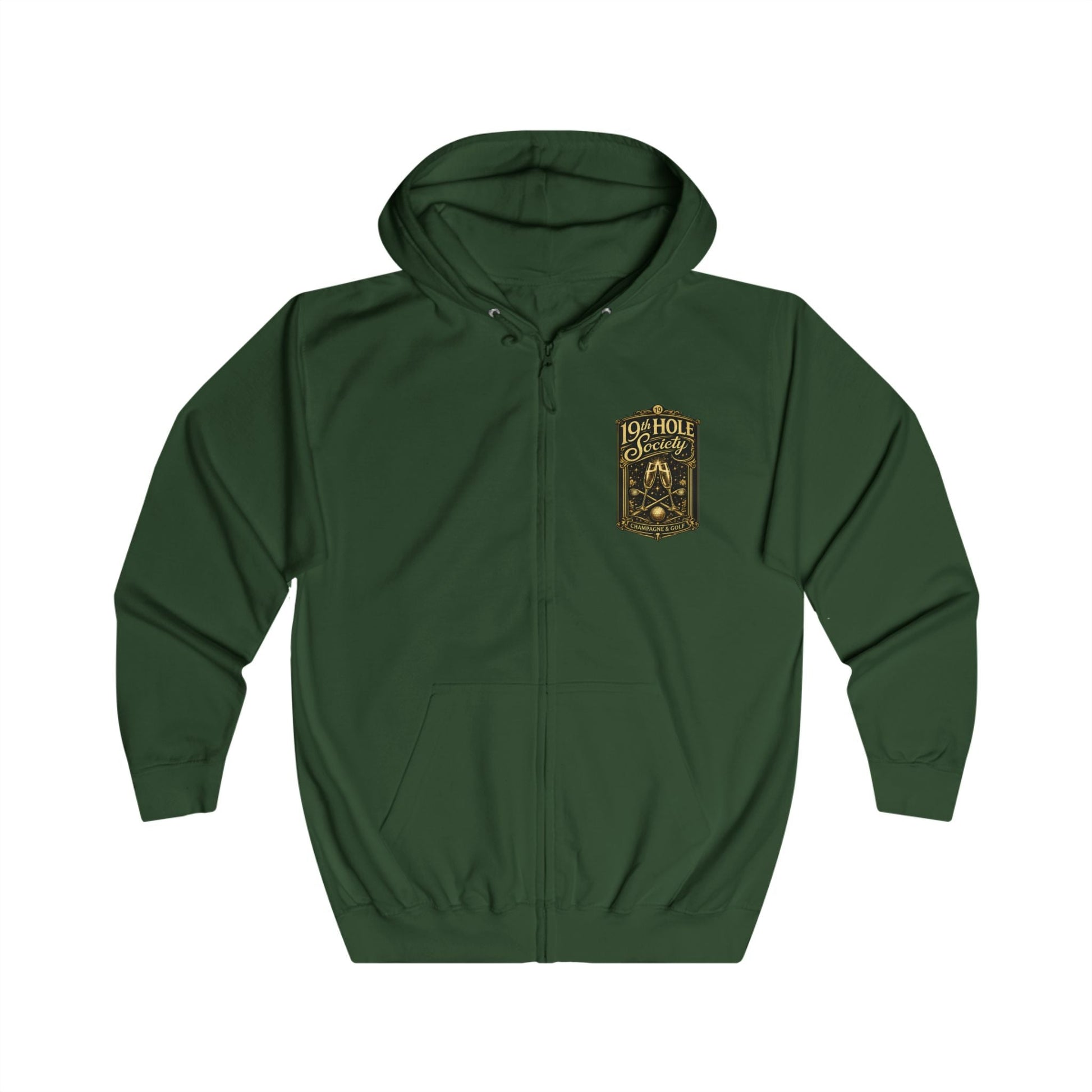 19th Hole Society Champagne and Golf Zip Hoodie - SJM Print Store