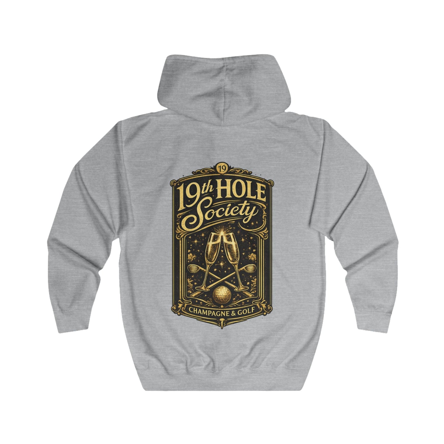 19th Hole Society Champagne and Golf Zip Hoodie - SJM Print Store