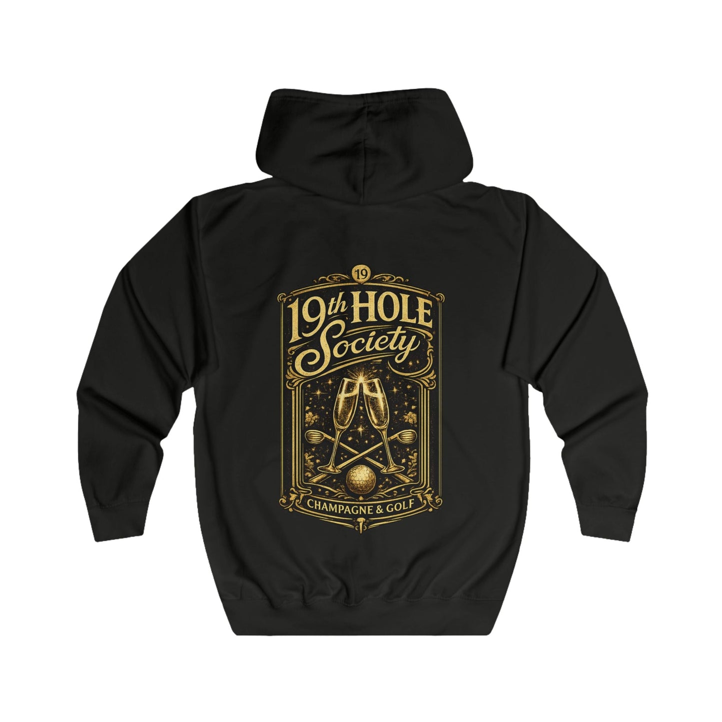 19th Hole Society Champagne and Golf Zip Hoodie - SJM Print Store