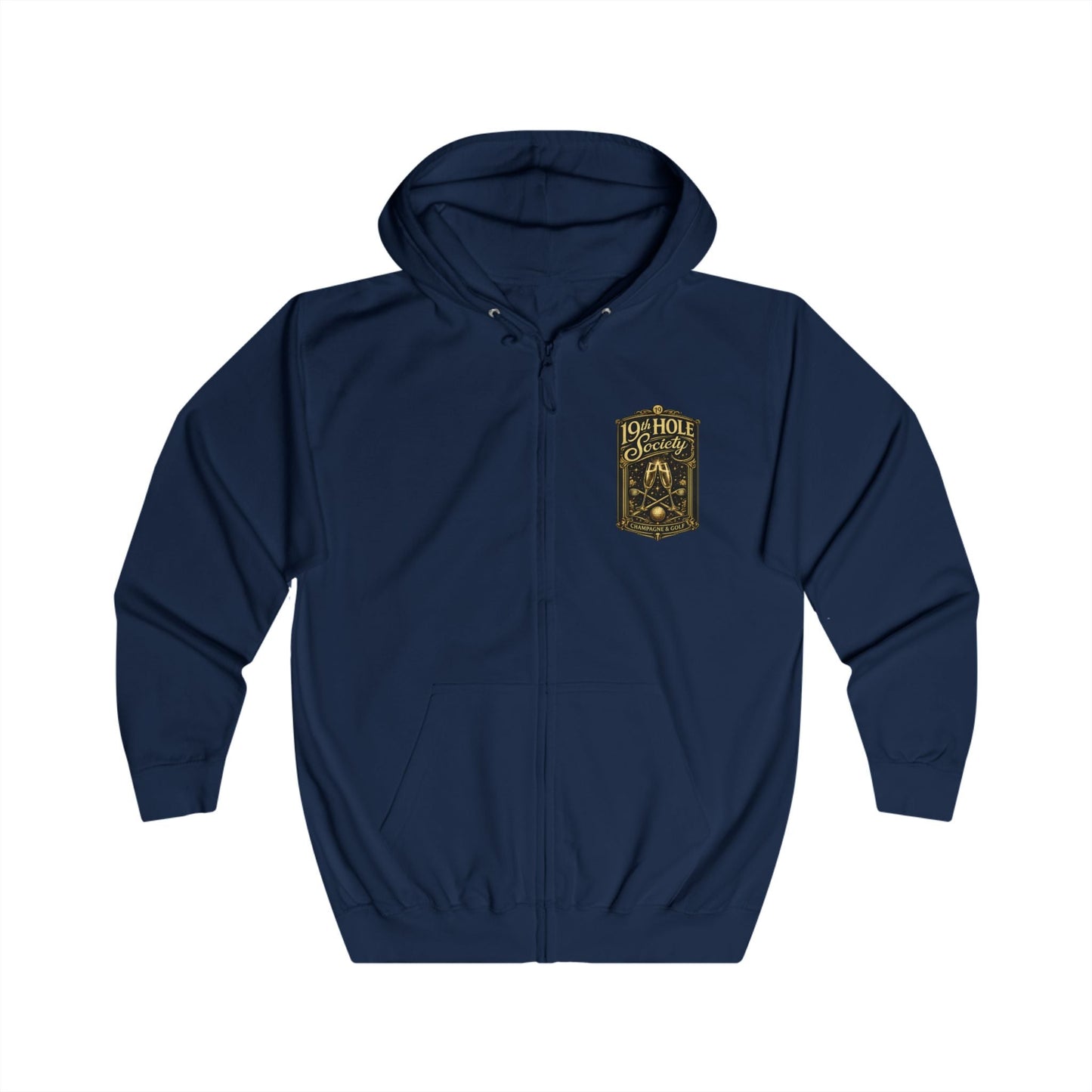 19th Hole Society Champagne and Golf Zip Hoodie - SJM Print Store