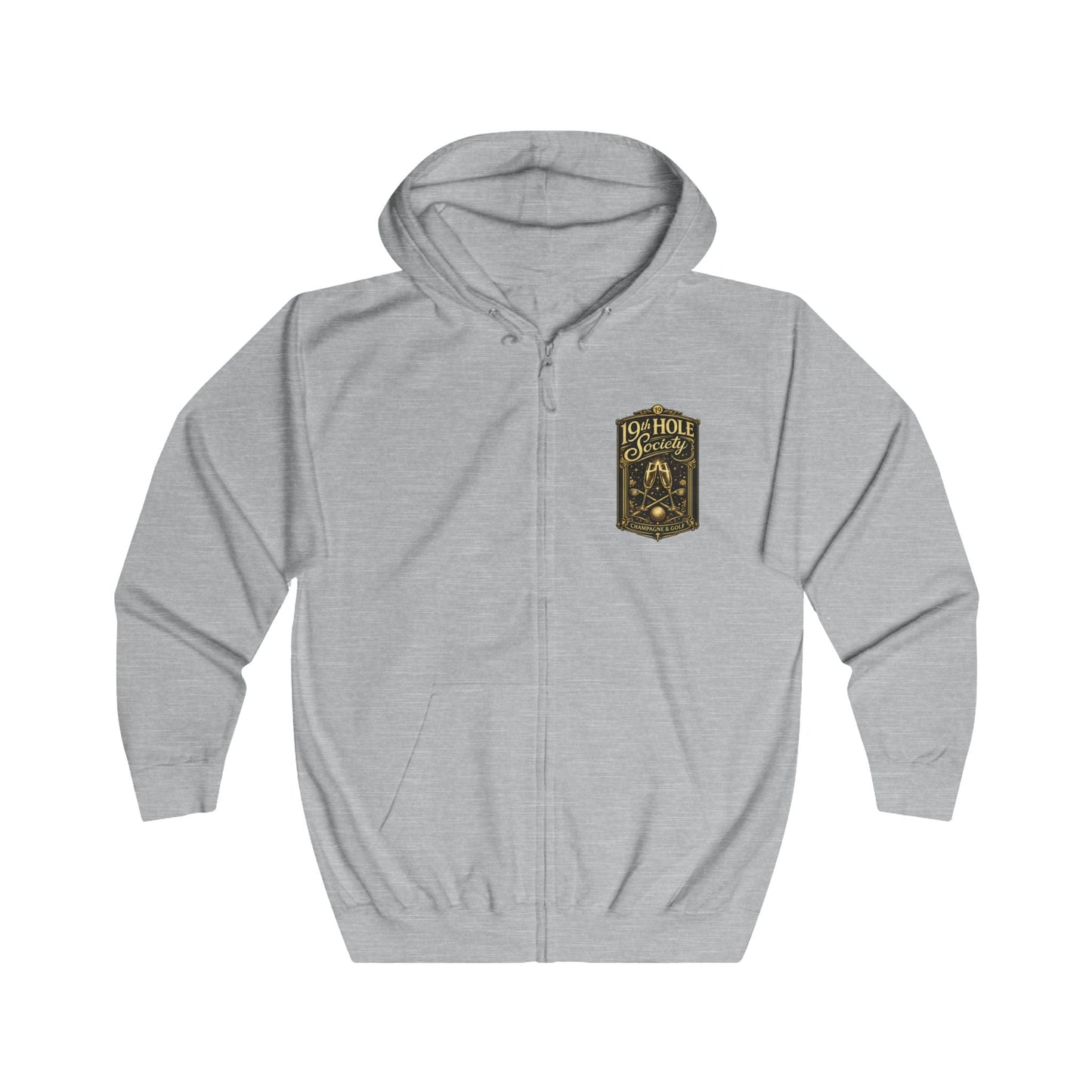 19th Hole Society Champagne and Golf Zip Hoodie - SJM Print Store