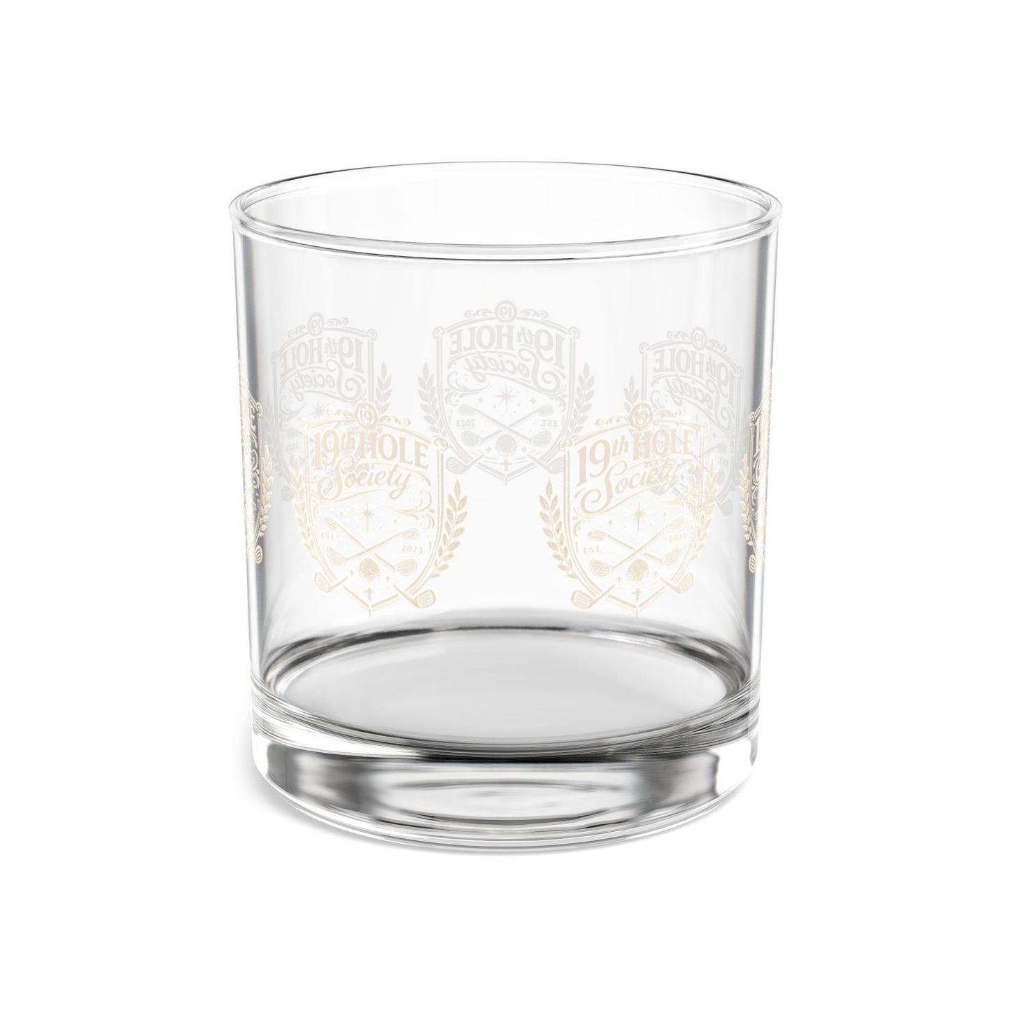 19th Hole Society Golf Glass Tumbler | Premium Clubhouse Drinkware | Cream Crest Design - SJM Print Store