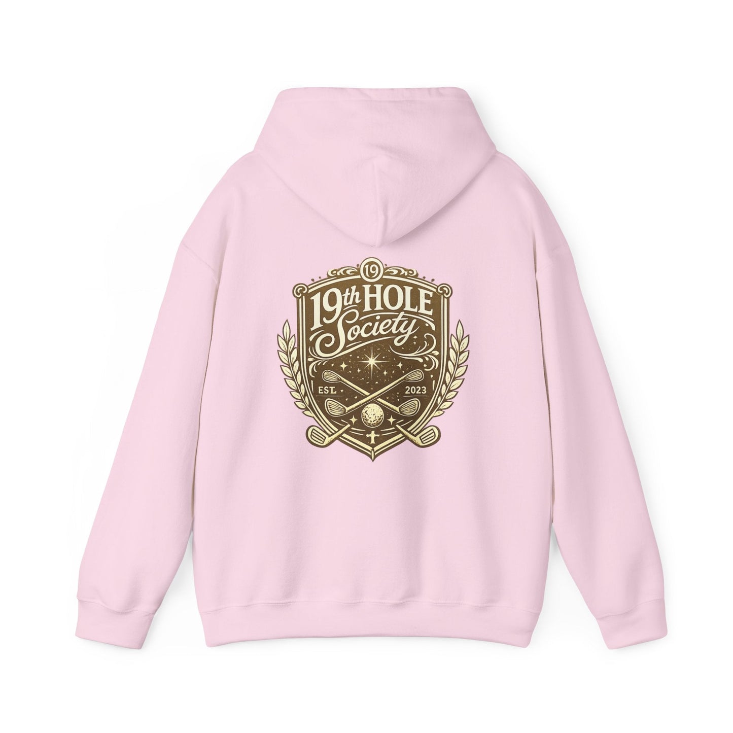 19th Hole Society Golf Hoodie | Premium Club Member Hoodie | Front & Back Crest Design - SJM Print Store