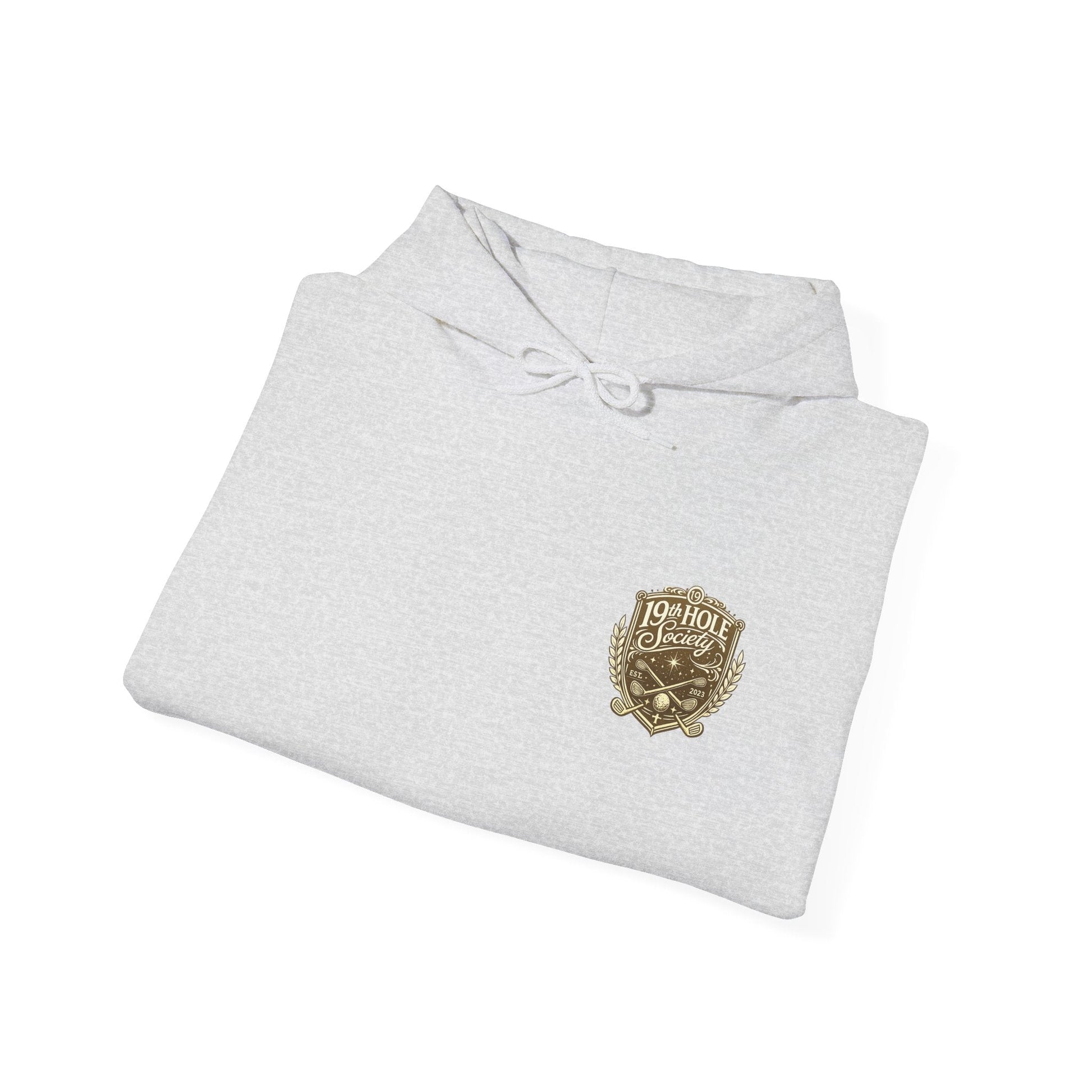 19th Hole Society Golf Hoodie | Premium Club Member Hoodie | Front & Back Crest Design - SJM Print Store