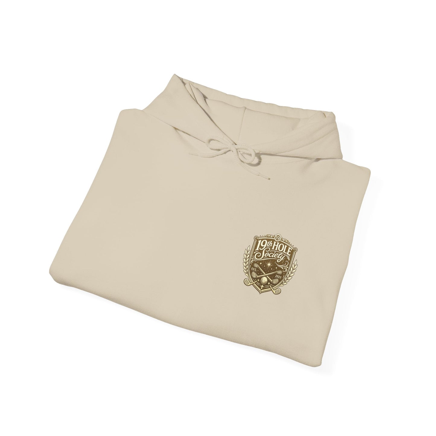 19th Hole Society Golf Hoodie | Premium Club Member Hoodie | Front & Back Crest Design - SJM Print Store