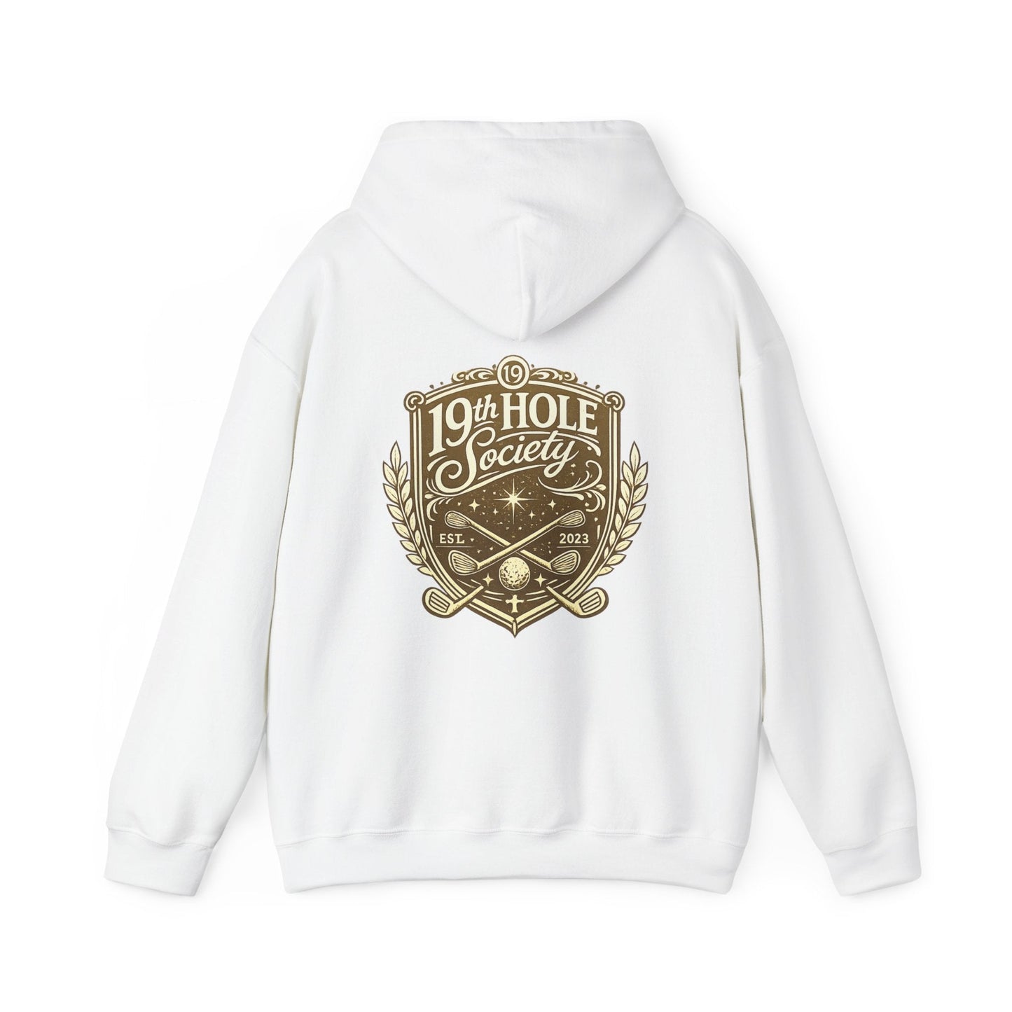 19th Hole Society Golf Hoodie | Premium Club Member Hoodie | Front & Back Crest Design - SJM Print Store