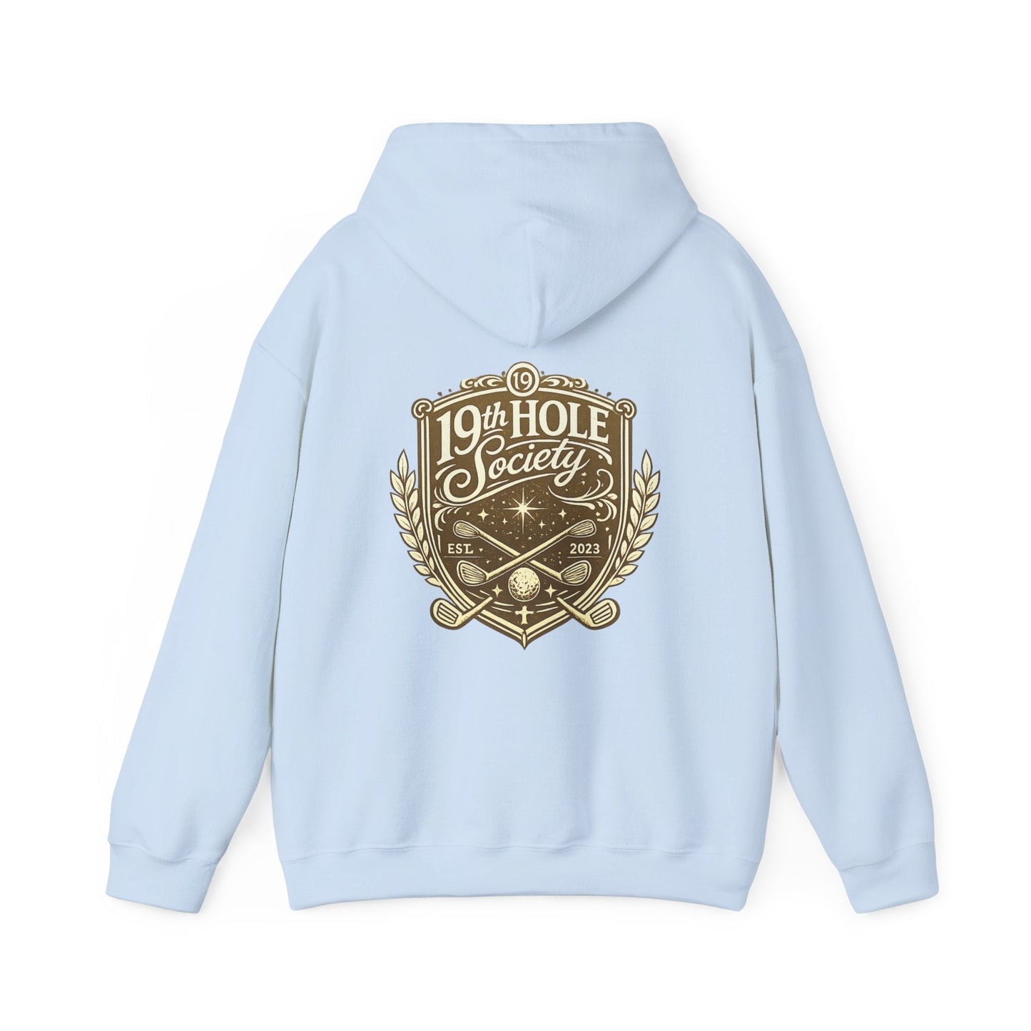 19th Hole Society Golf Hoodie | Premium Club Member Hoodie | Front & Back Crest Design - SJM Print Store