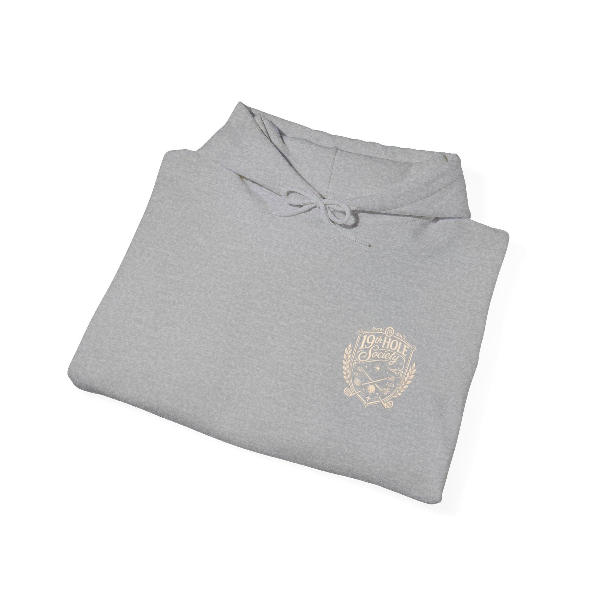19th Hole Society Golf Hoodie | Vintage Crest Golf Club Hoodie | Premium Front & Back Design - SJM Print Store